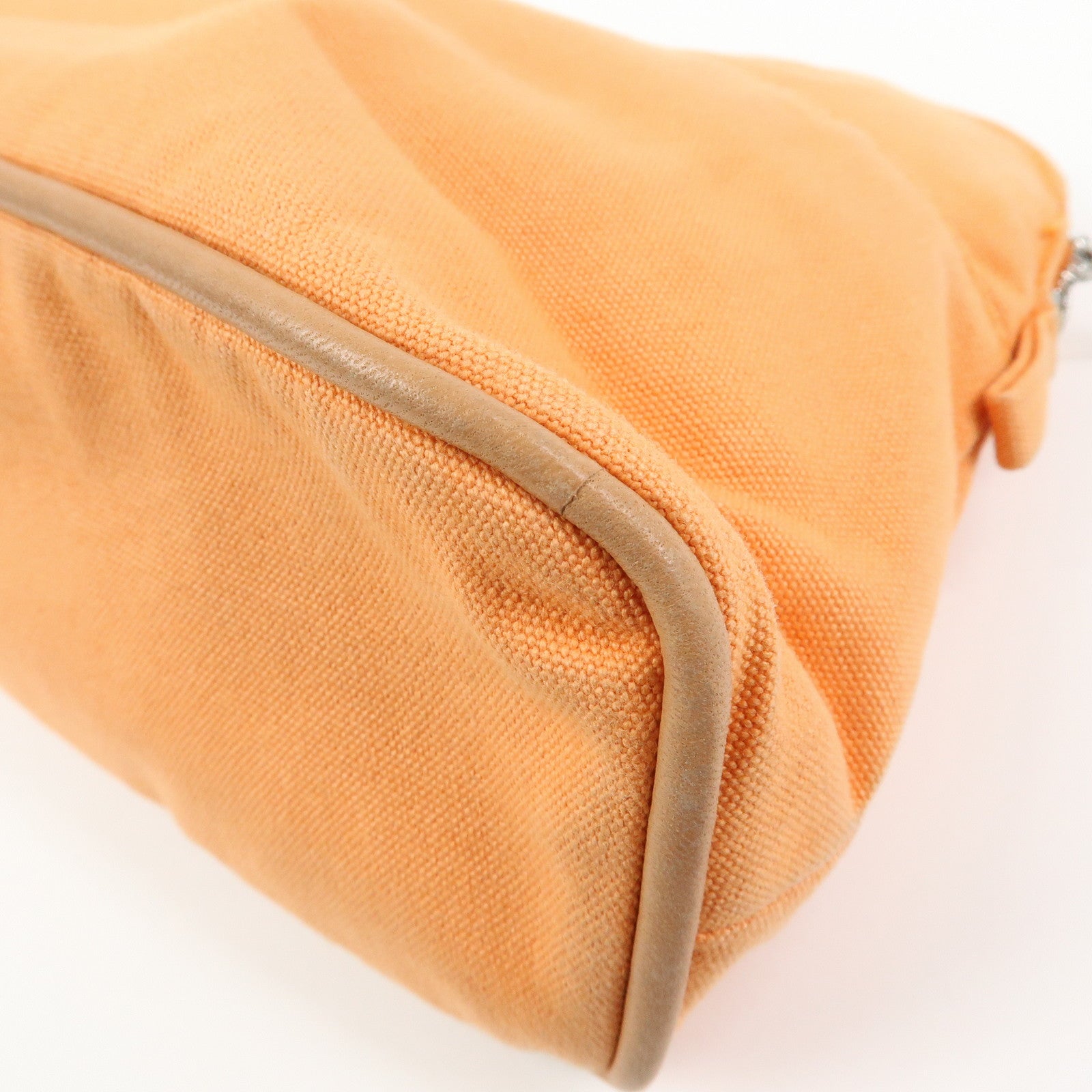 HERMES Bolide Set of 3 Canvas Pouch Cosmetic Case Orange Pink Beige