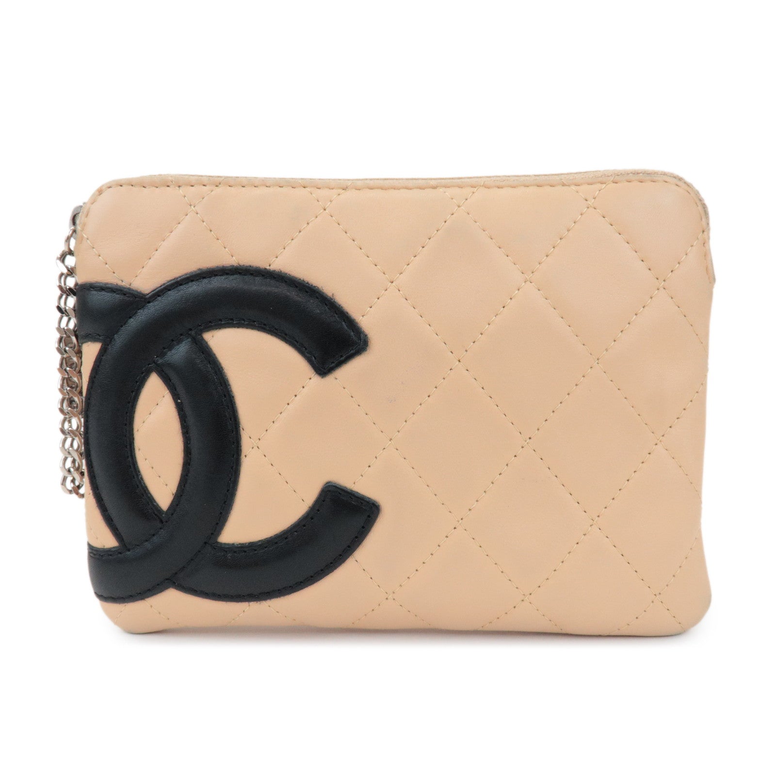 CHANEL Cambon Line Coco Mark Lambskin Cosmetic Pouch