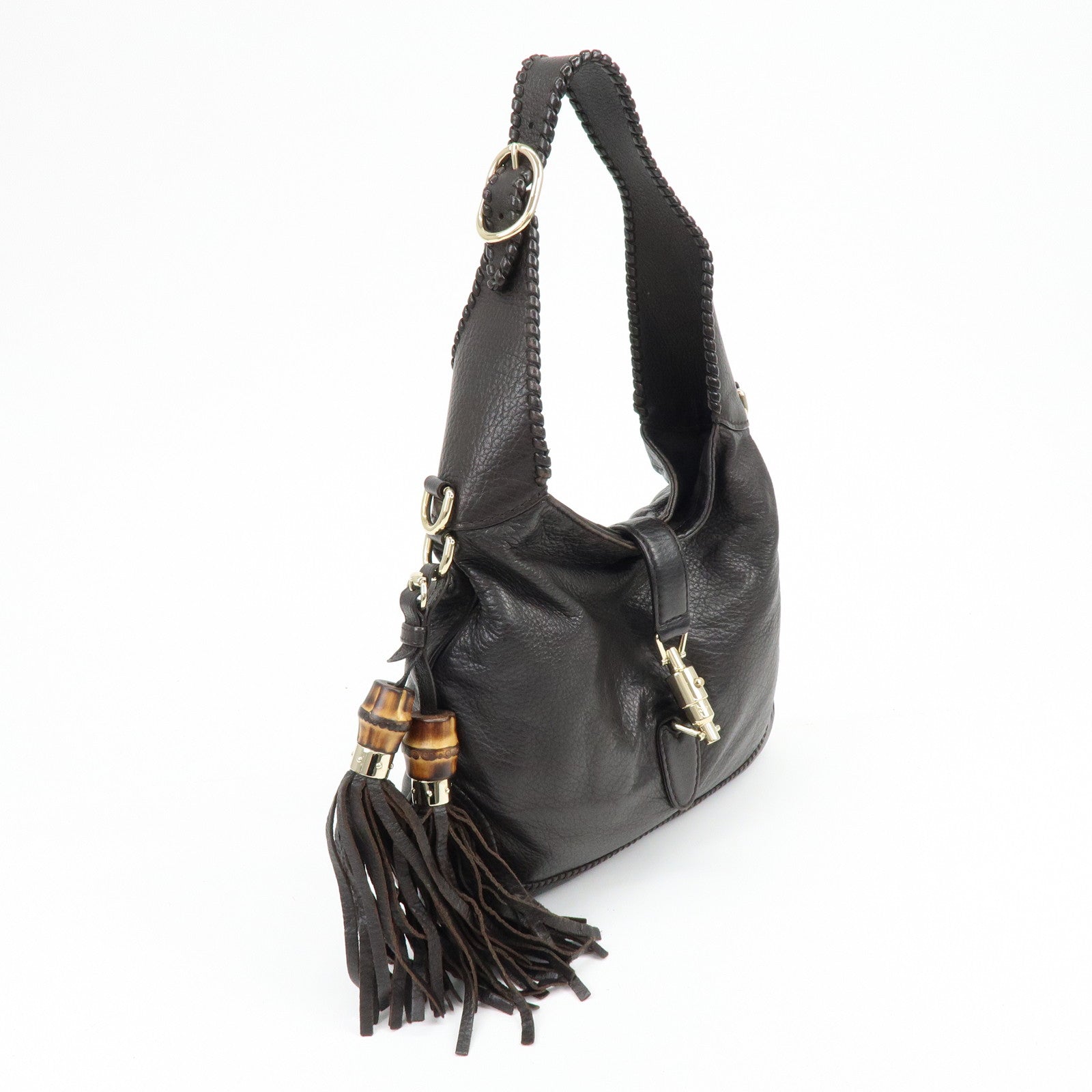 GUCCI New Jackie Leather 2Way Bag Shoulder Bag Dark Brown 219725