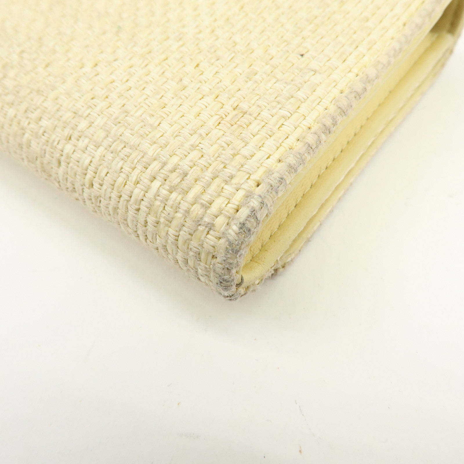 CHANEL Deauville COCO Mark Raffia Leather Long Wallet Yellow