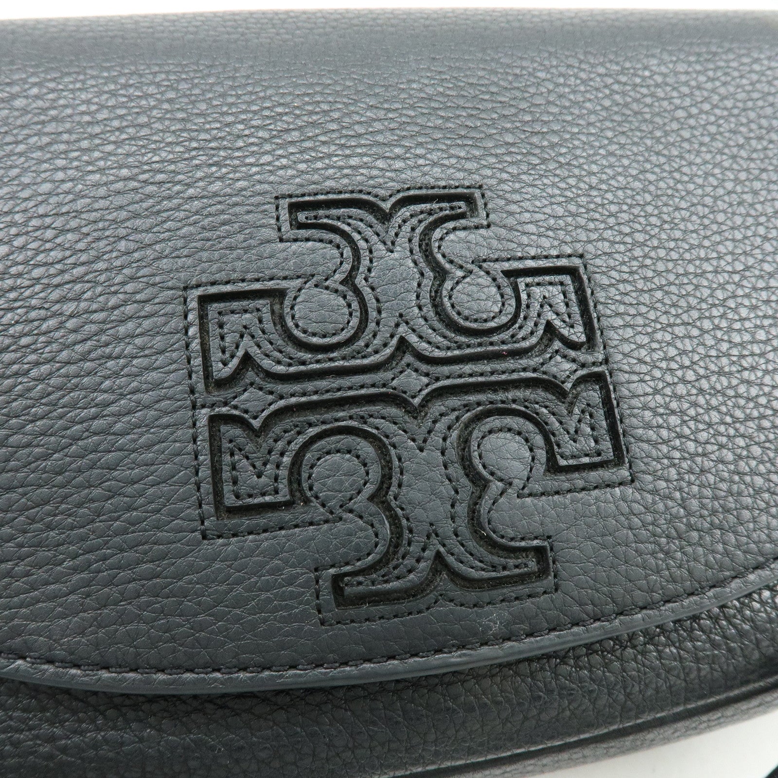 TORY BURCH Logo Leather Shoulder Bag Crossbody Bag Black