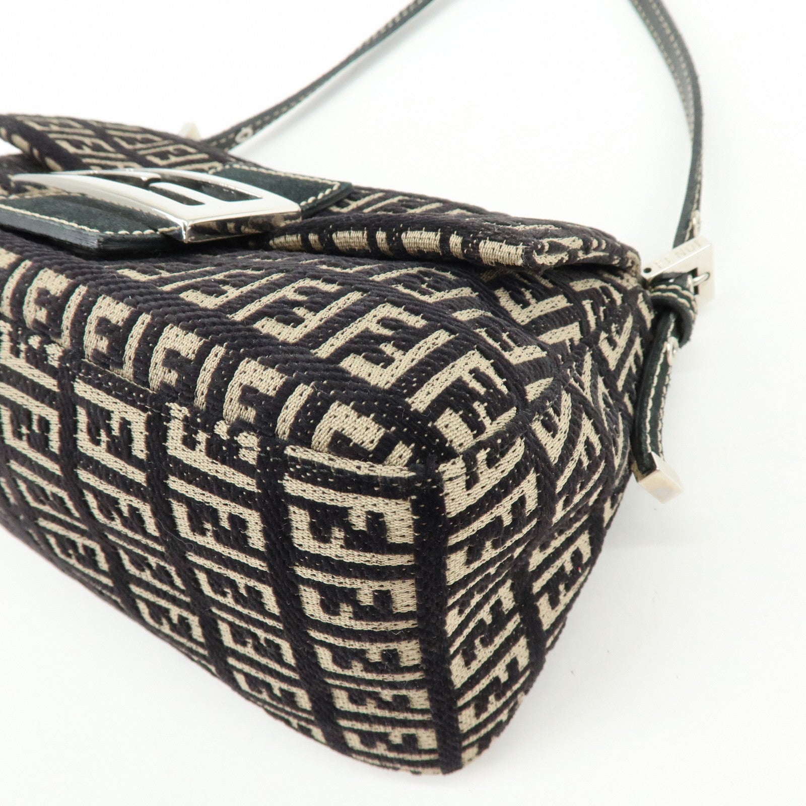 FENDI Mini Mamma Baguette Zucchino Canvas Shoulder Bag 8BR180