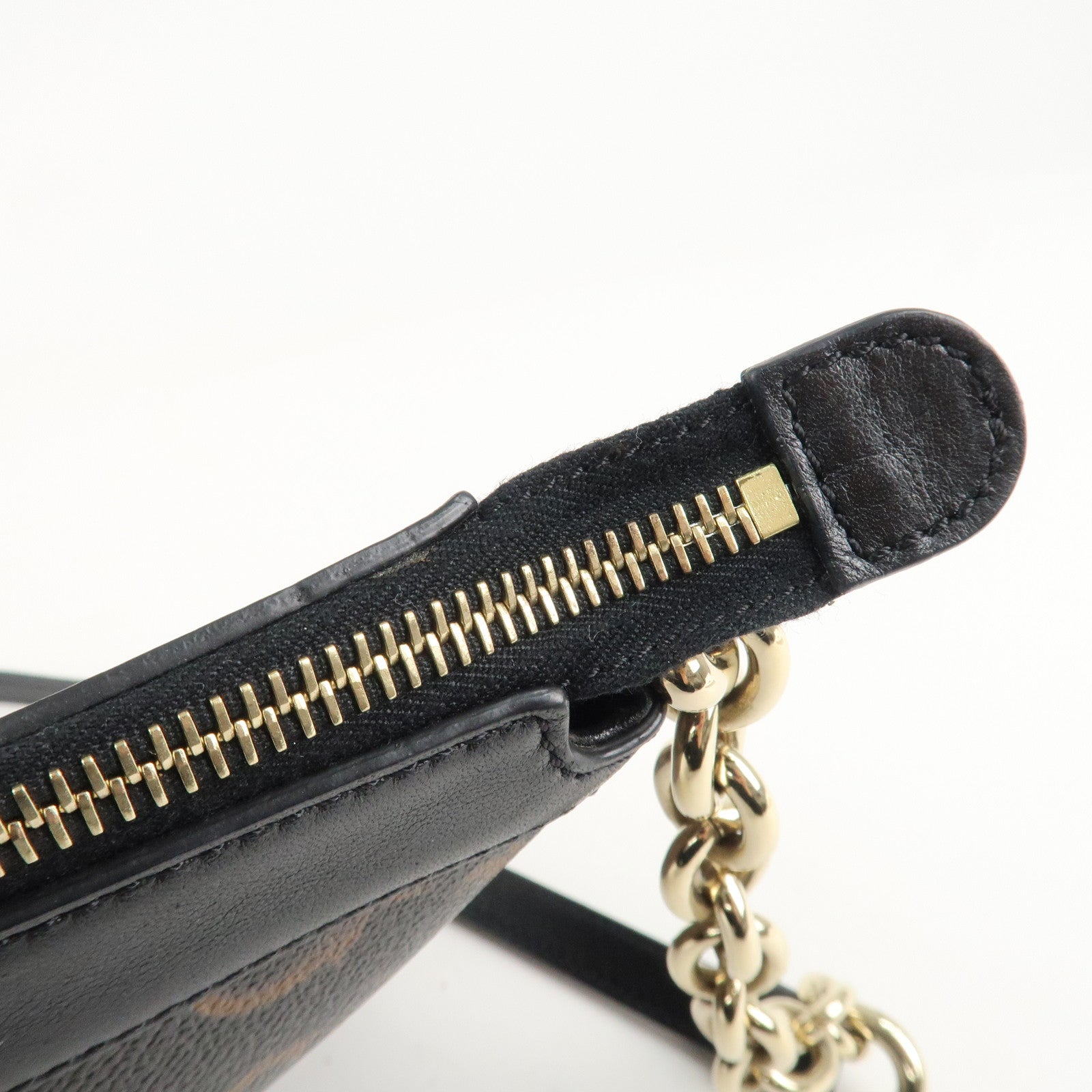 GIANNI VERSACE Medusa Chain Shoulder Bag Hand Bag Black Brown Used