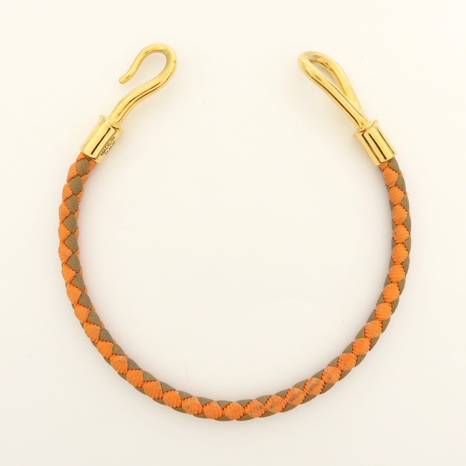 HERMES Leather Jumbo Choker Bracelet Orange Brown