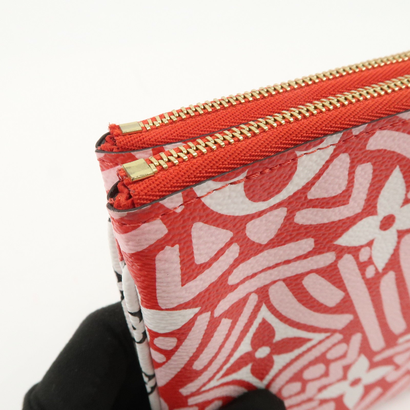Louis Vuitton Monogram LV Crafty Pochette Double Zip Bag Red M69488