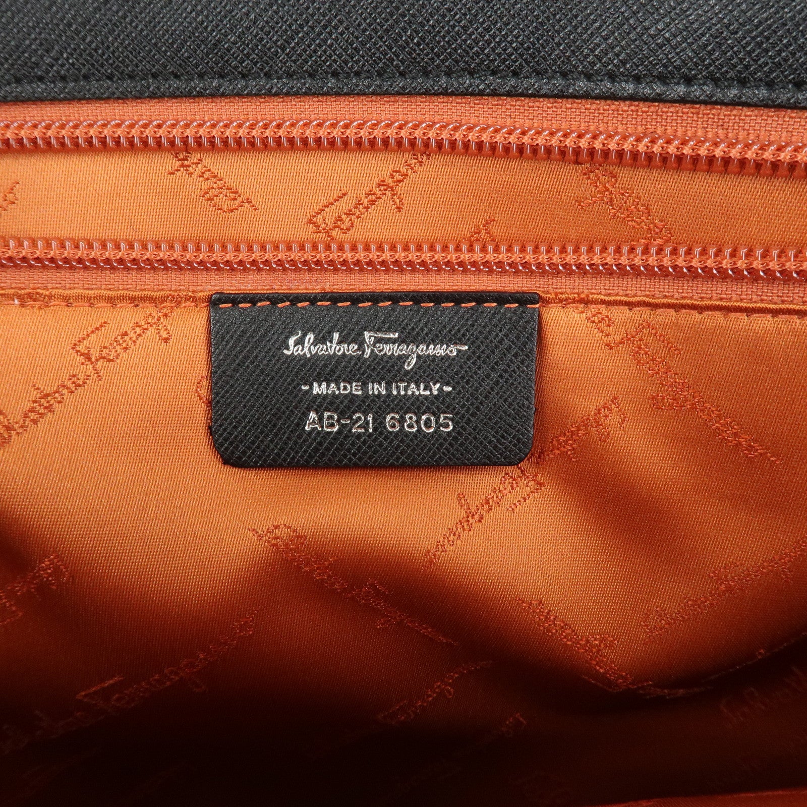 Ferragamo Gancini Logo Unborn Calf Leather Shoulder Bag Brown