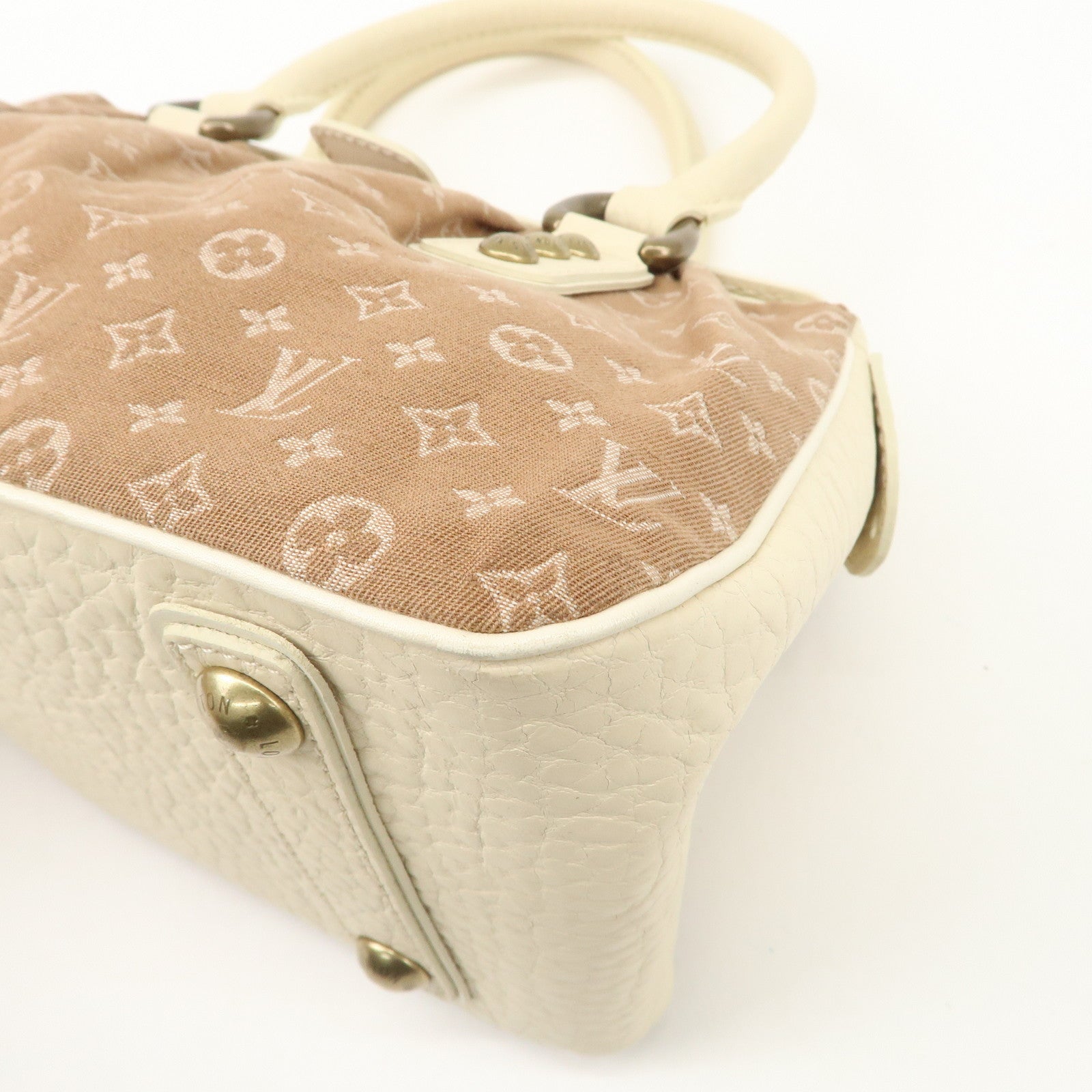 Louis Vuitton Monogram Mini Lin Trapeze PM Hand Bag Caramel M40059 Used