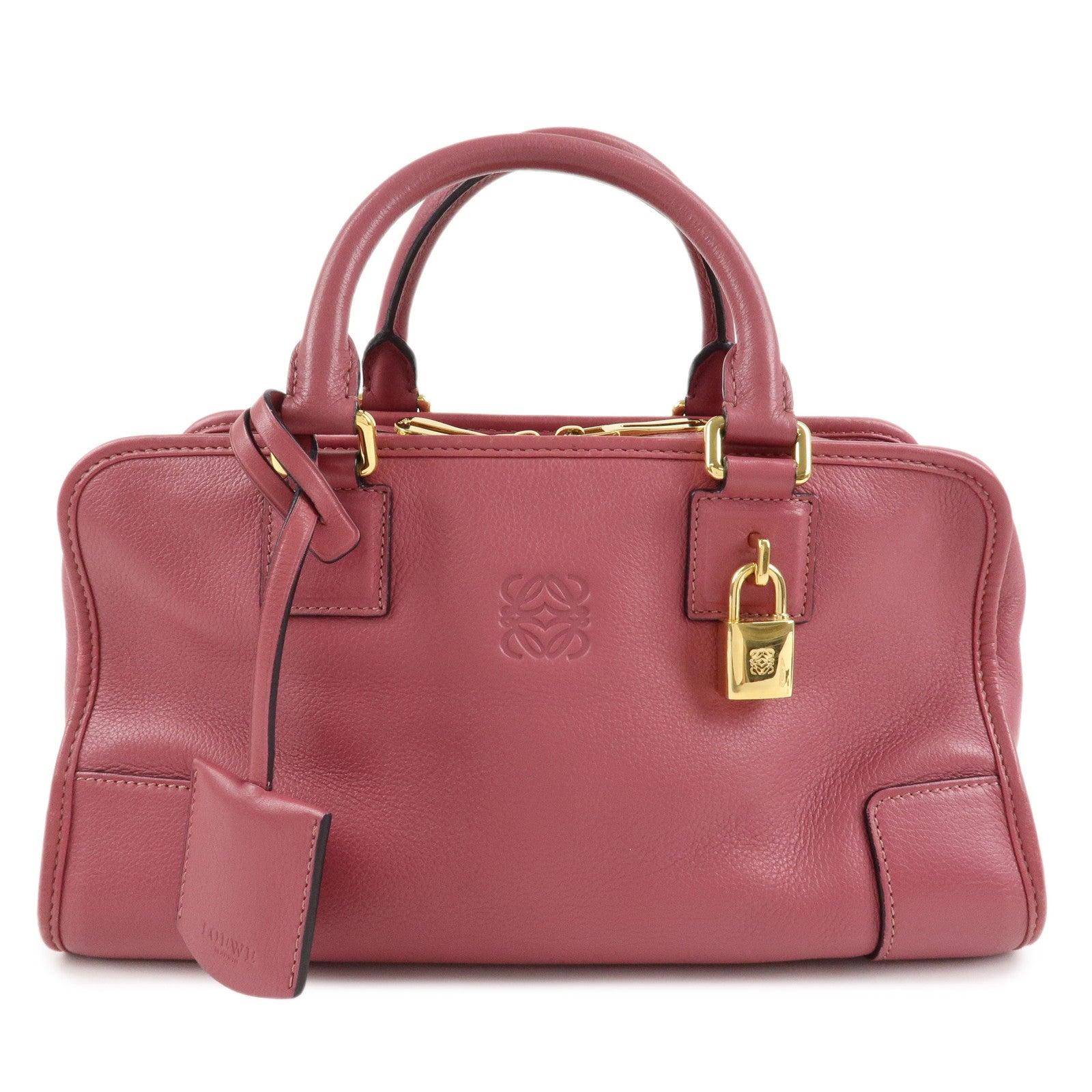 LOEWE Anagram Amazona 28 Leather Hand Bag Pink Used