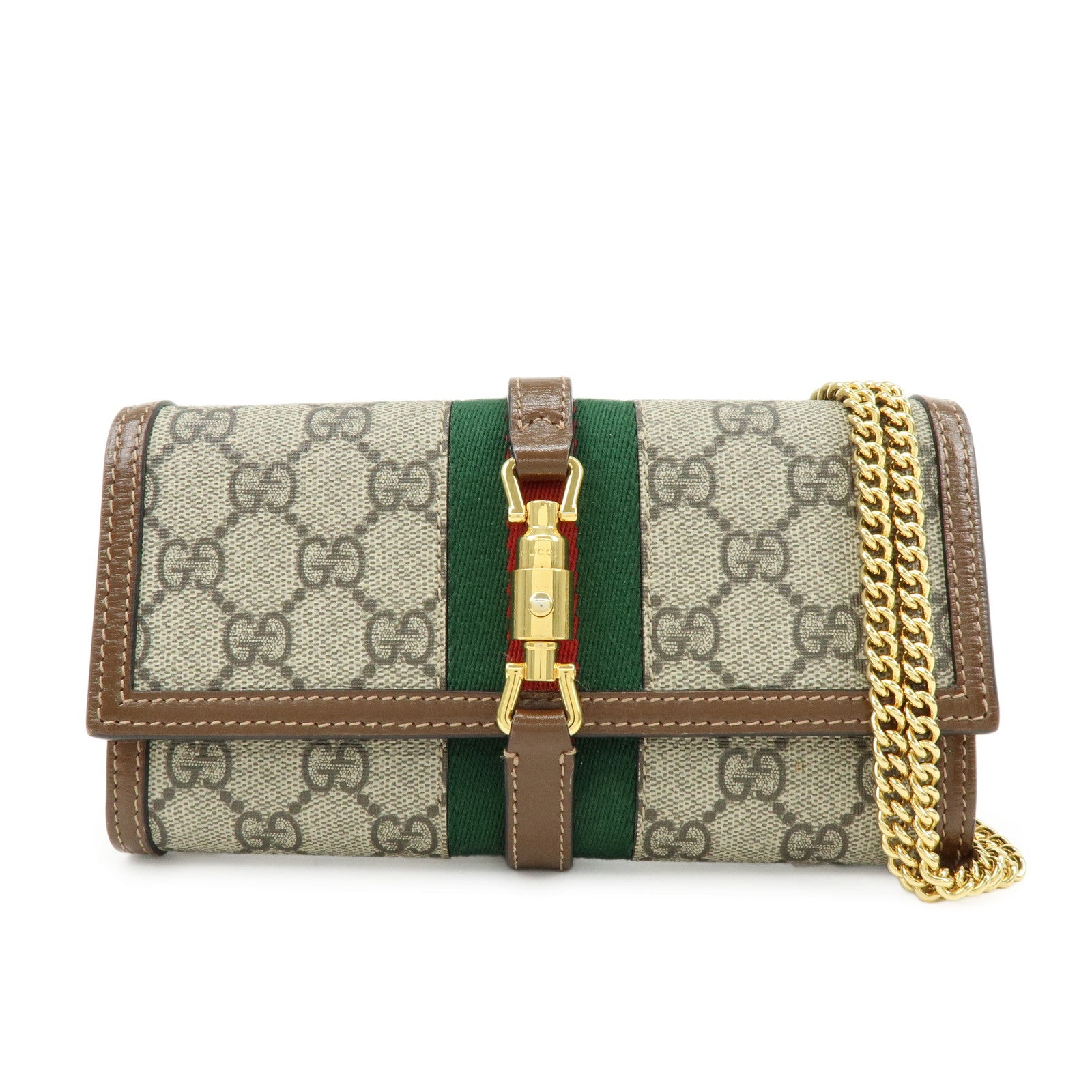 GUCCI Jackie 1961 Sherry Leather Chain Wallet Beige 652681.0416