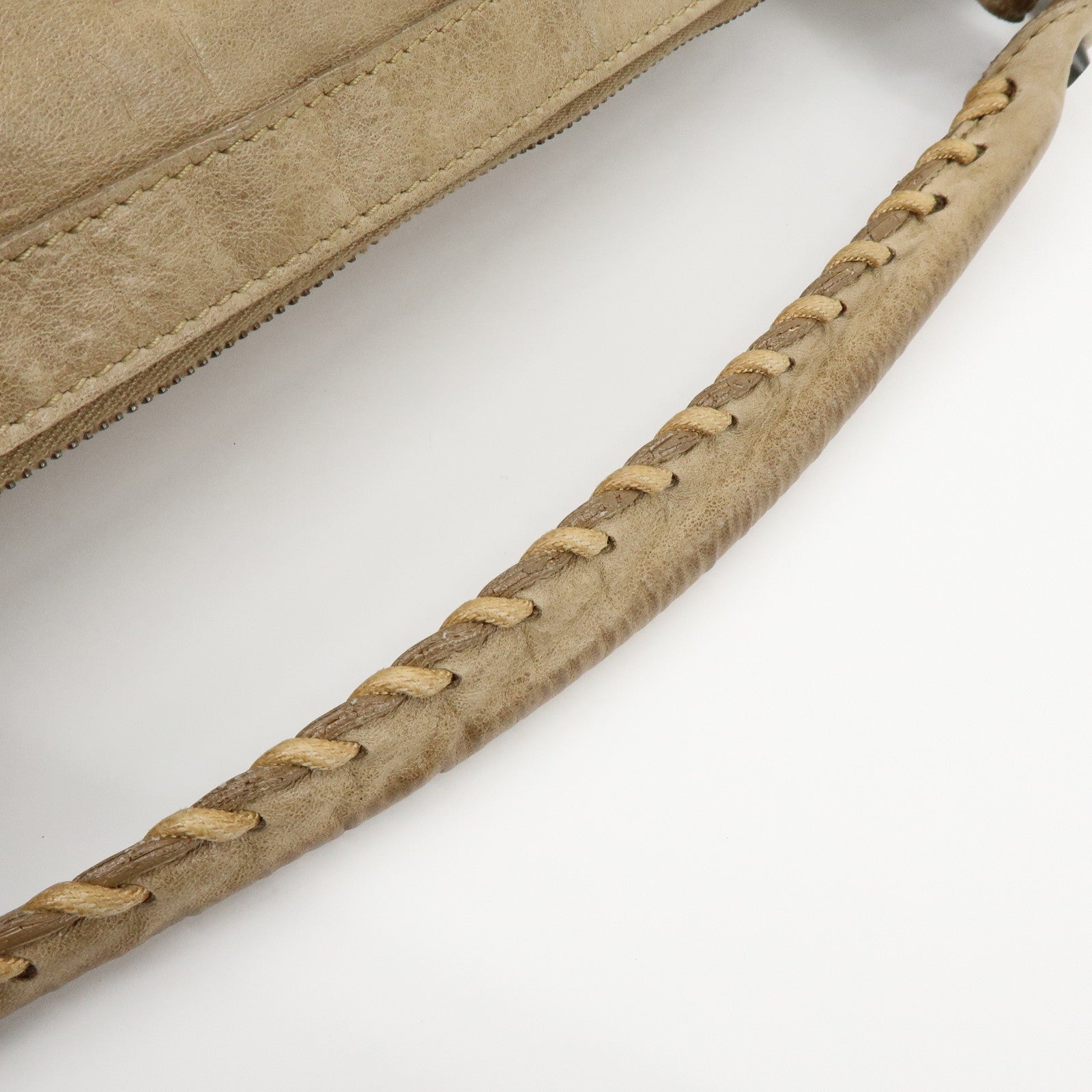 BALENCIAGA The City Editor’s Leather Shoulder Bag Beige 140442