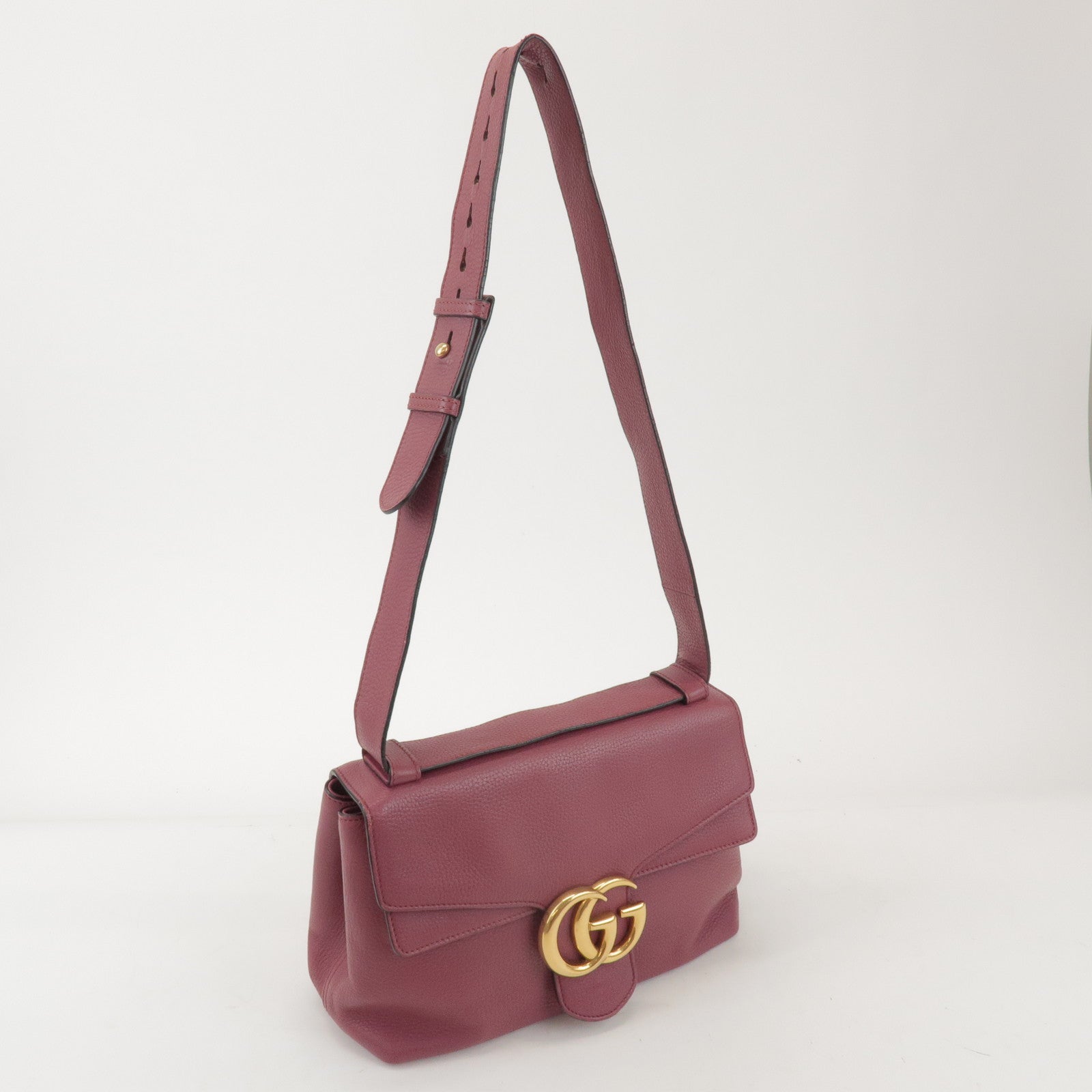GUCCI GG Marmont Leather Shoulder Bag Rose Pink 401173
