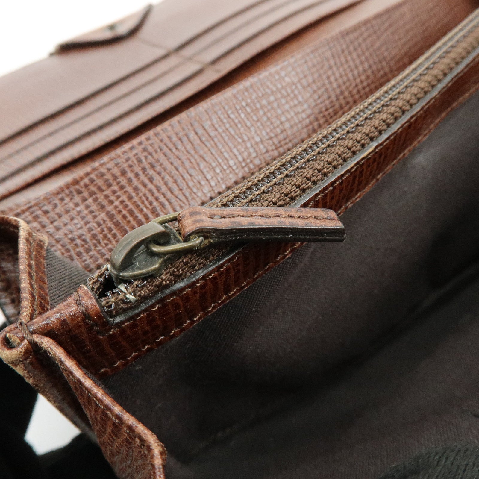 FENDI Zucca Leather Bi-fold Long Wallet Brown Black 8M0000