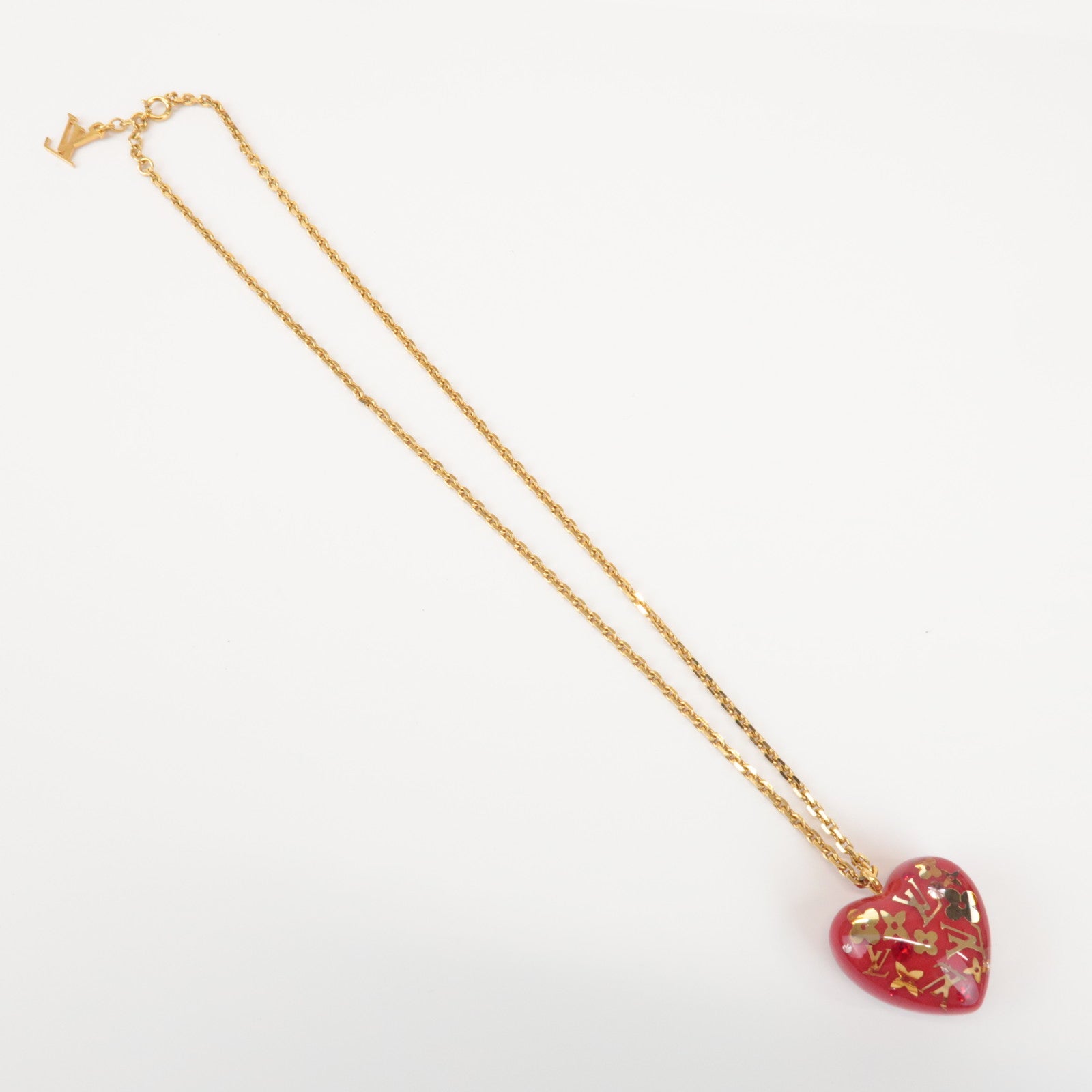 Louis Vuitton Pendentif Coeur Inclusion Necklace Gold Red M66087