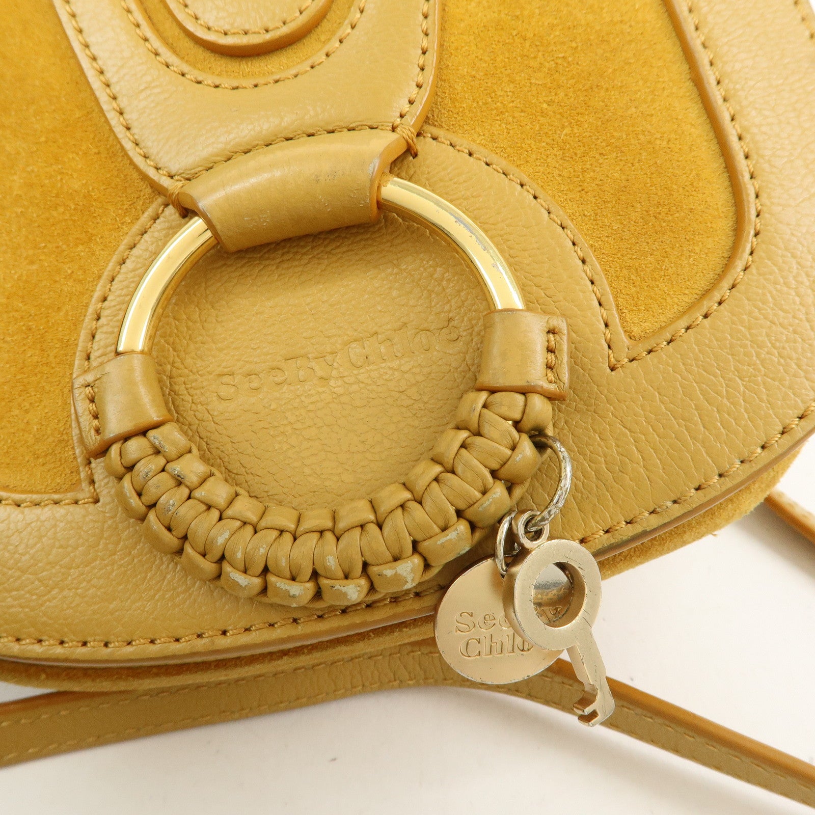 Chloe See by Chloe Suede Joan Leather Shoulder Bag Mustard
