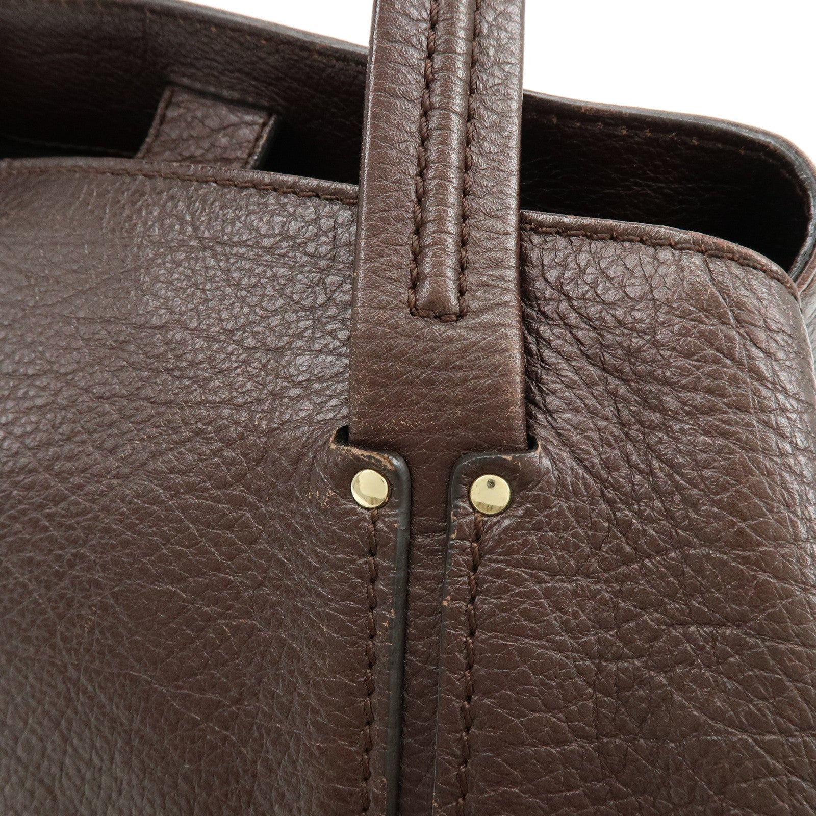 CELINE Macadam Leather Tote Bag Shoulder Bag Dark Brown