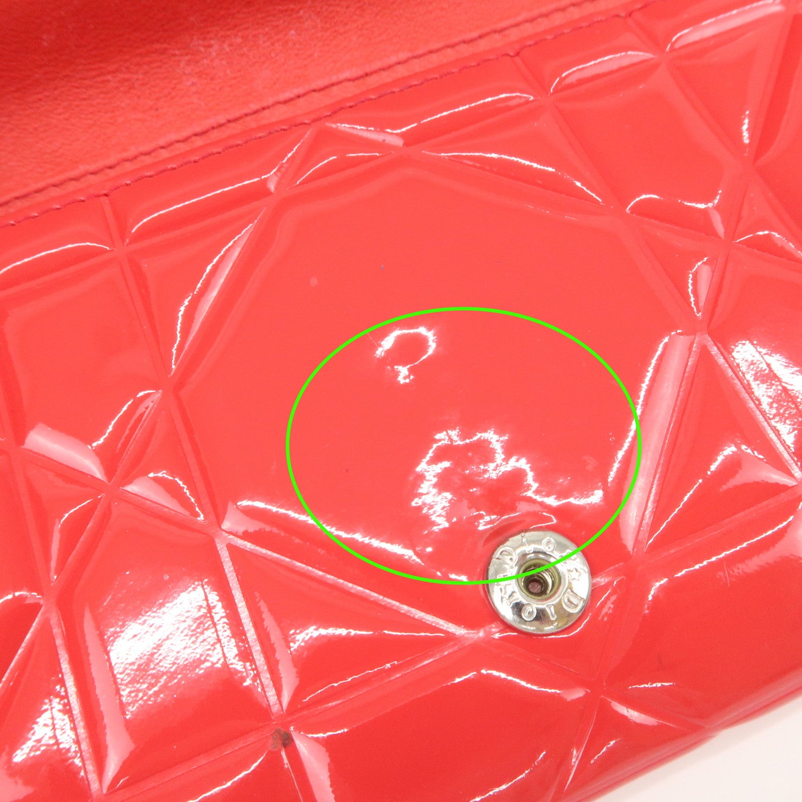 Christian Dior Cannage Patent Leather Bi-Fold Long Wallet Red