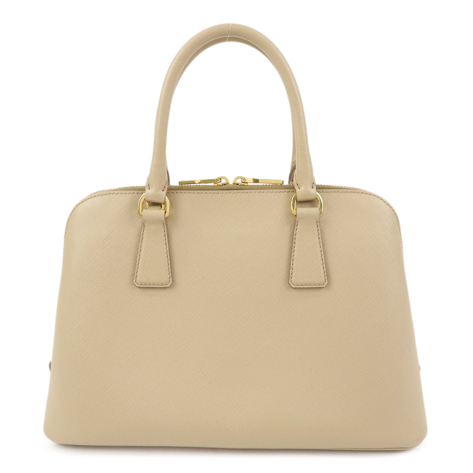 PRADA Triangle Logo Saffiano Leather 2Way Shoulder Bag Beige BL0837