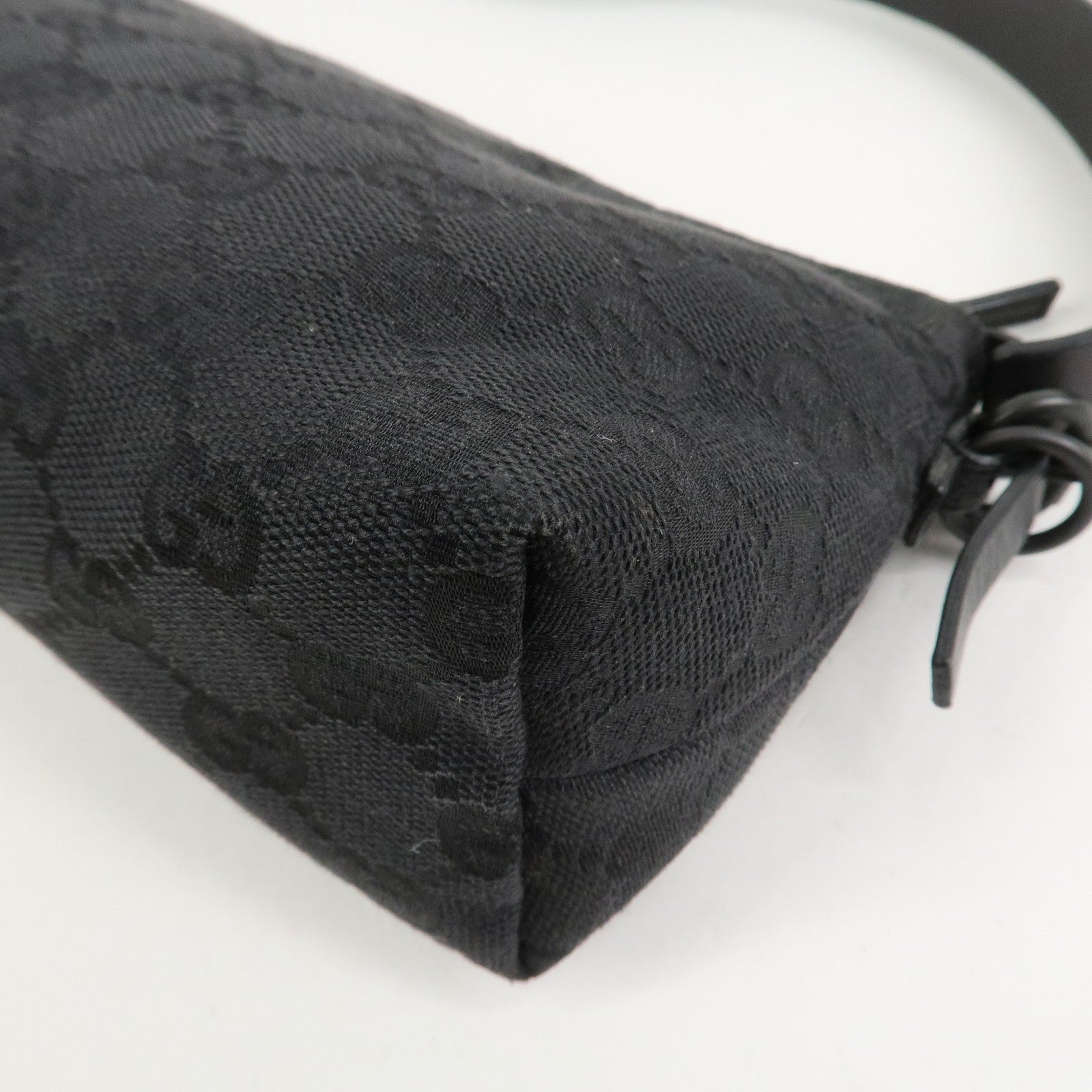 GUCCI GG Canvas Leather Shoulder Bag Hand Bag Pouch Black 103399