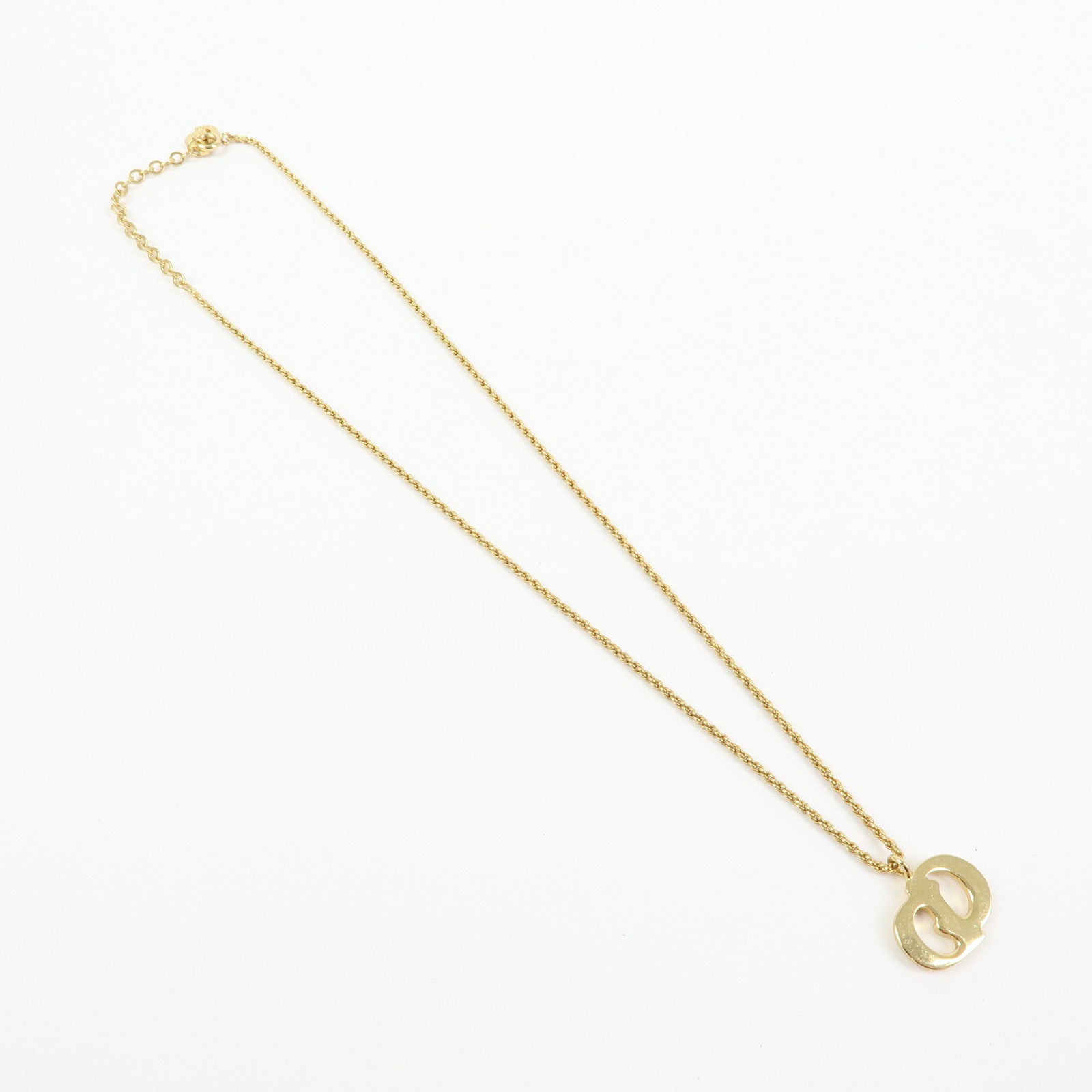Christian Dior CD Logo Metal Necklace Gold