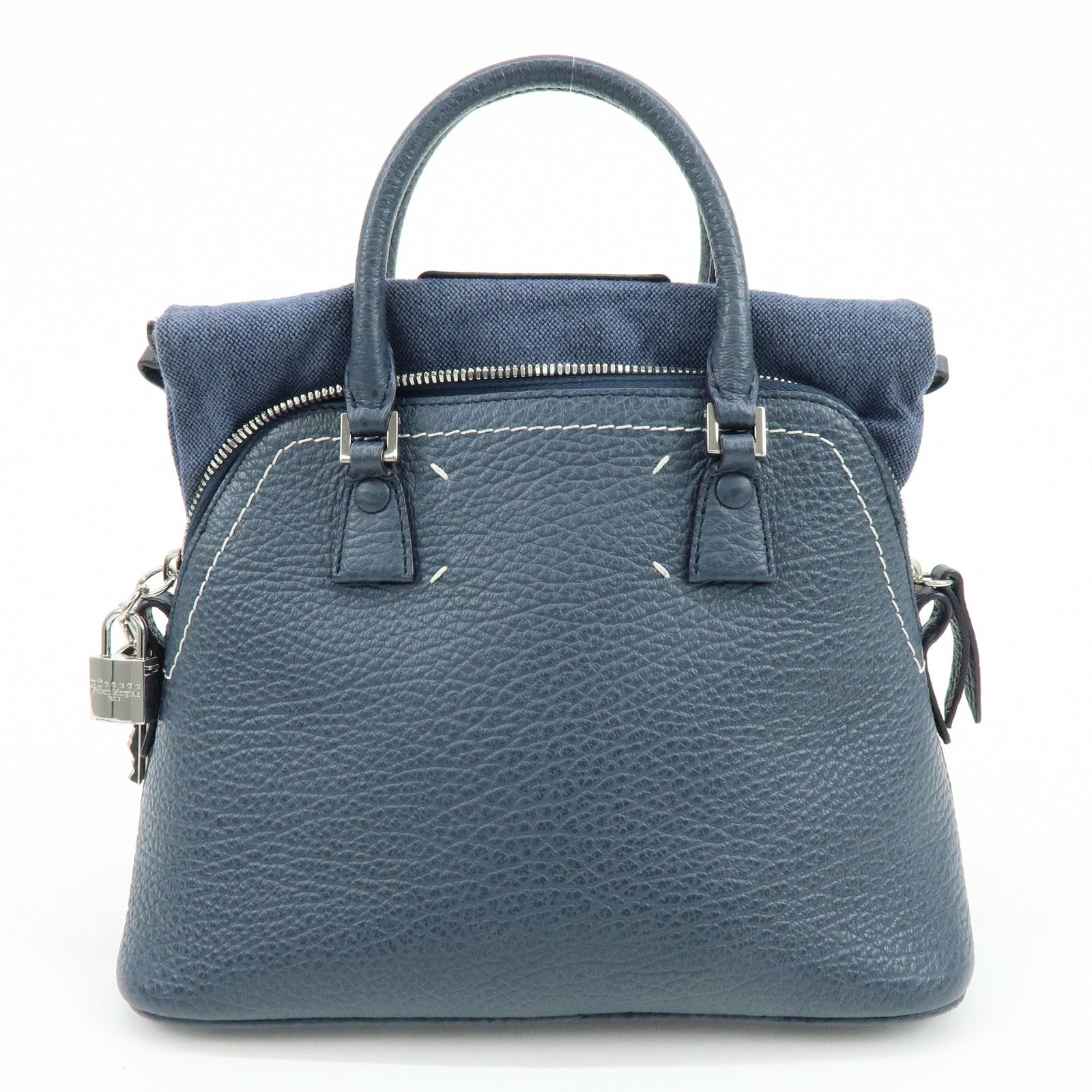 Maison Margiela 5AC Leather Canvas 2Way Bag Hand Shoulder Bag Navy