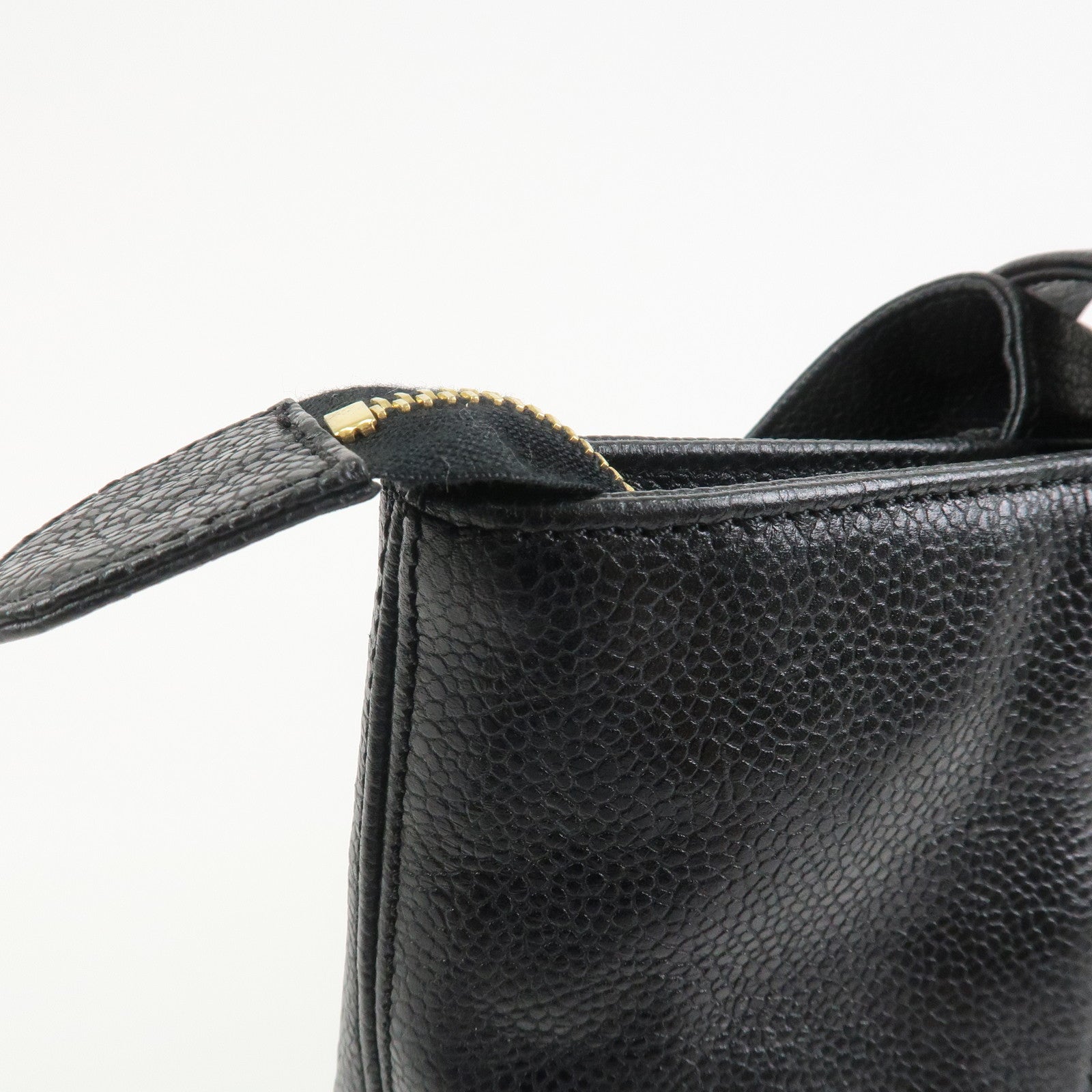 CHANEL COCO Mark Caviarskin Tote Bag Shoulder Bag Hand Bag Black