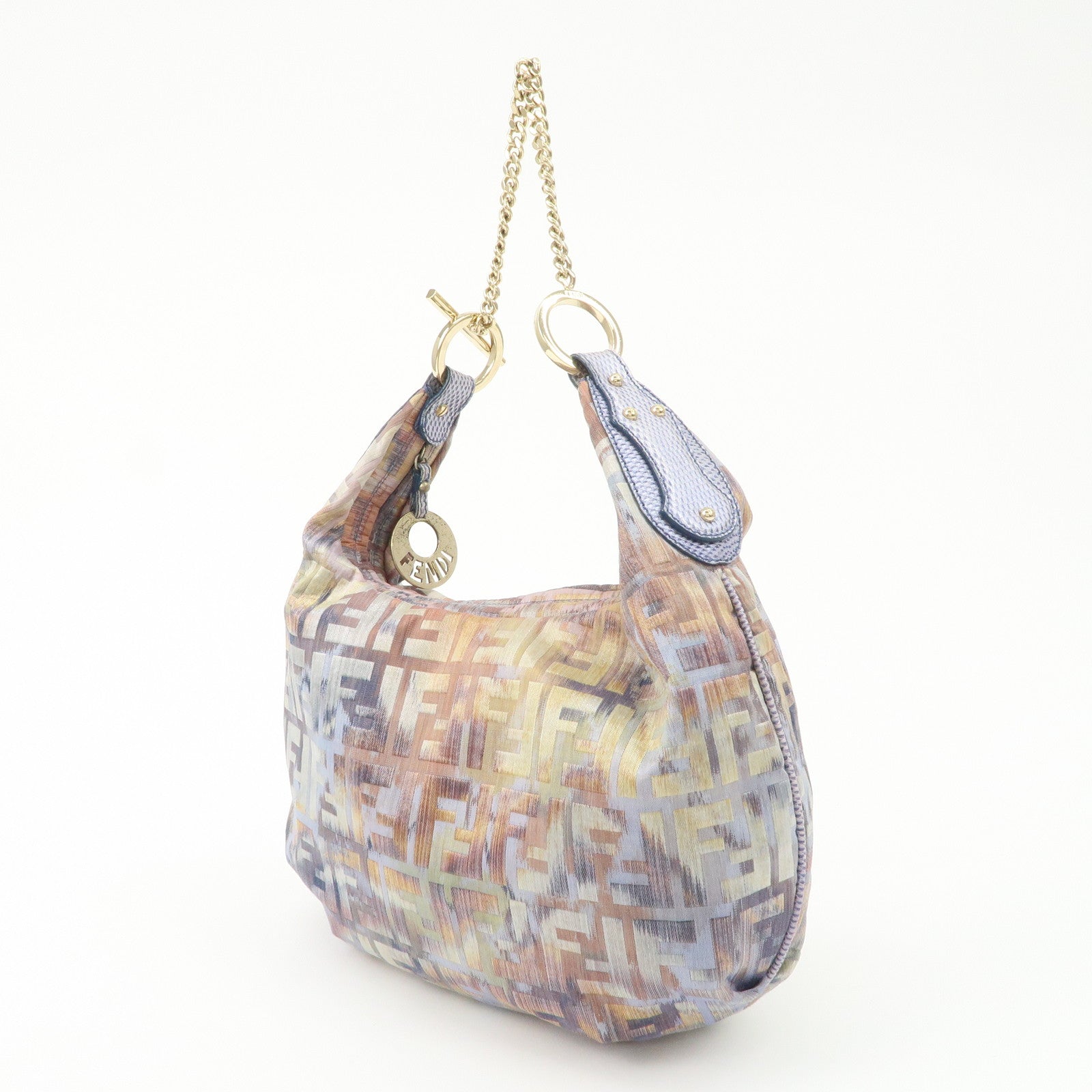 FENDI Zucca Canvas Chain Shoulder Bag Multicolor 8BR581