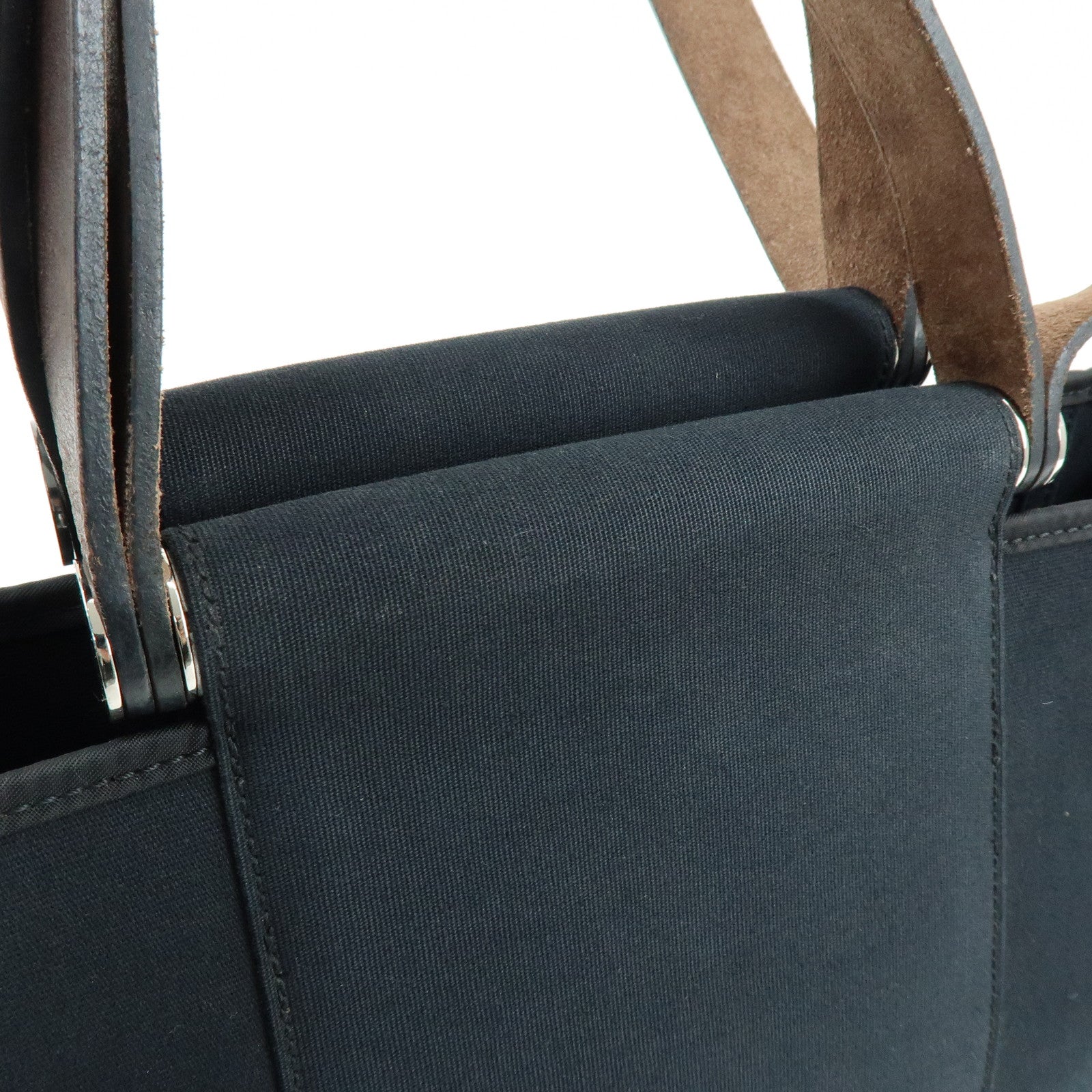 HERMES Cabag Elan PM Toile Officier Leather Tote Bag ▢N Stamped