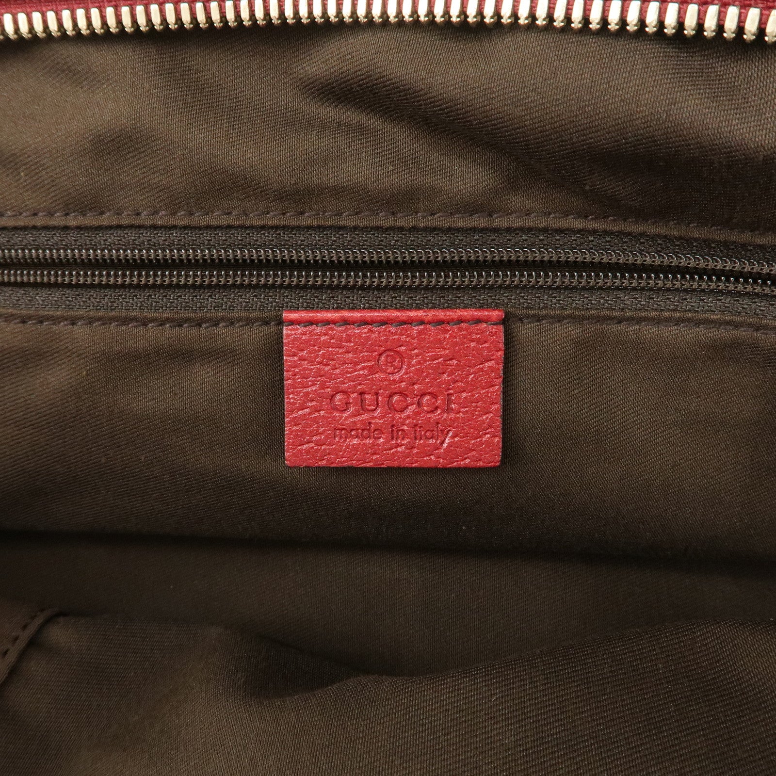 GUCCI Sherry Princy Leather GG Canvas Boston Bag Beige Red 161720