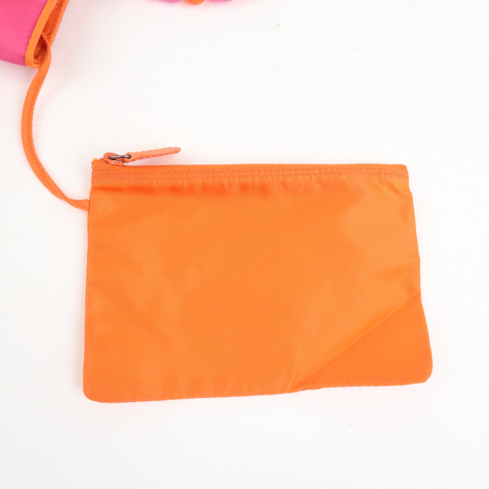 Christian Dior Malice Pearl Logo Nylon Hand Bag Pink Orange