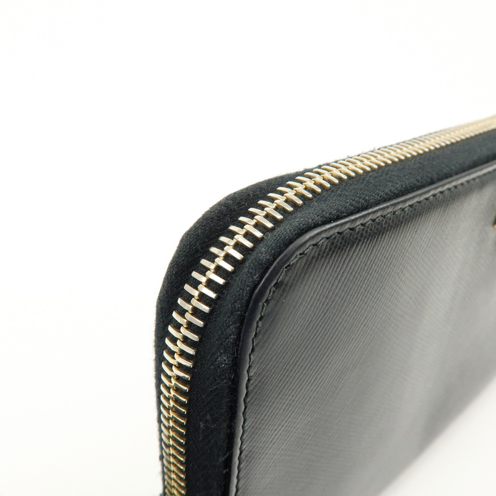 PRADA Saffiano Leather Round Zippy Long Wallet Black 1M0506
