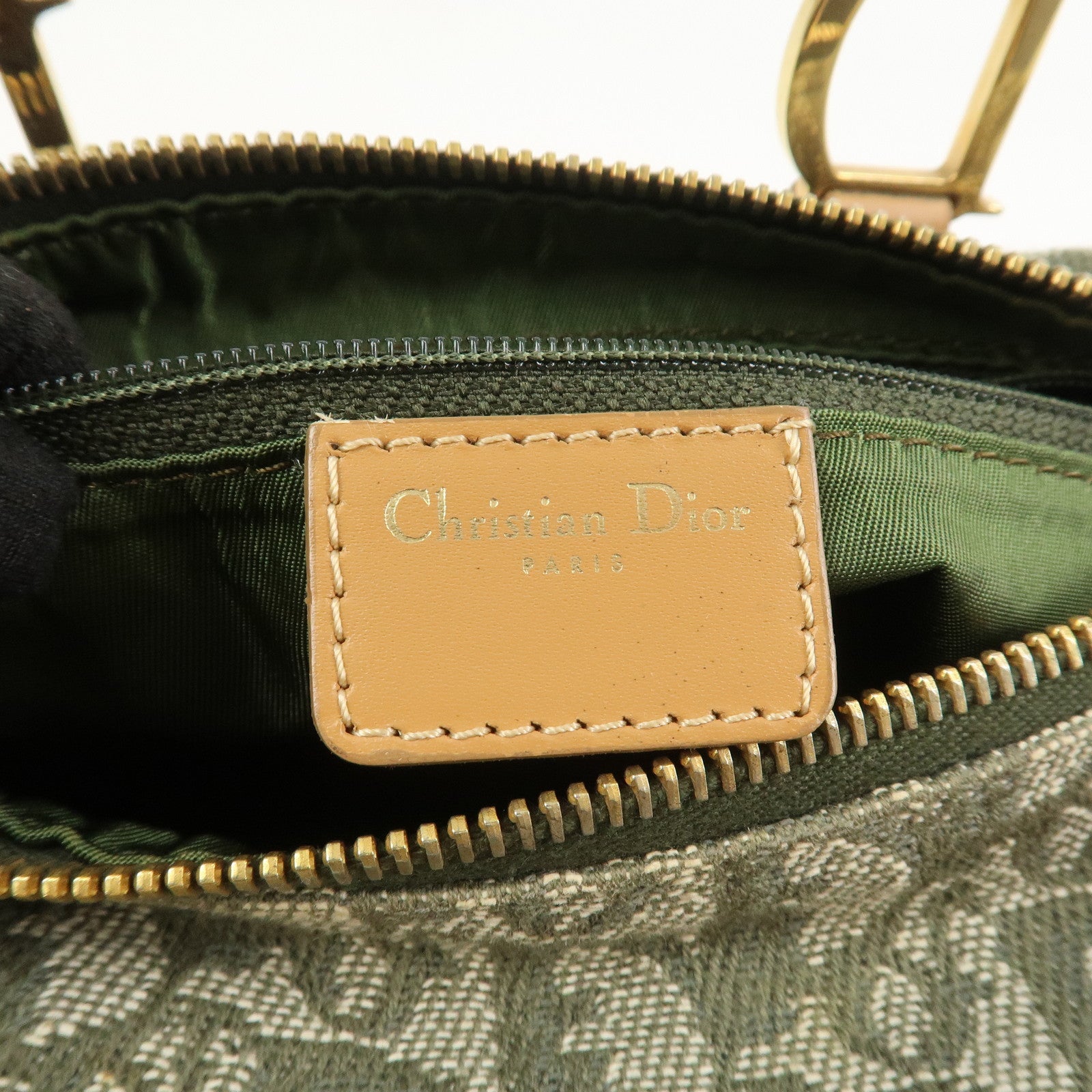 Christian Dior Trotter Jacquard Canvas Leather Boston Bag Hand Bag