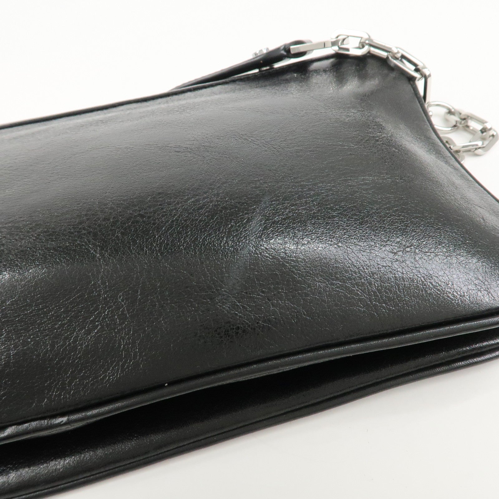 TORY BURCH Leather 2Way Bag Shoulder Bag Clutch Bag Black