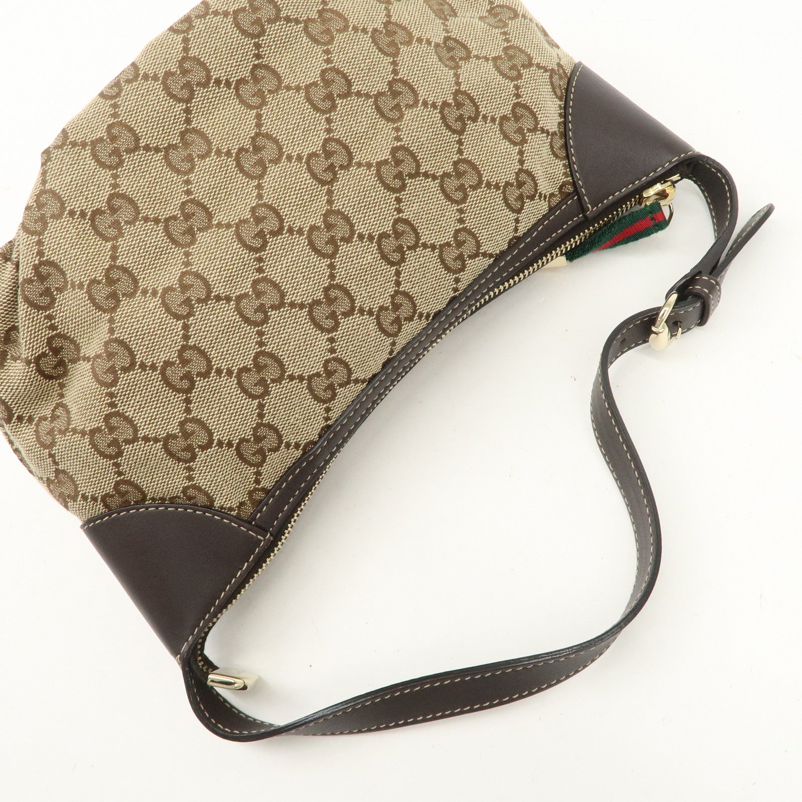 GUCCI Sherry GG Canvas Leather Shoulder Bag Beige Brown 224093 Used