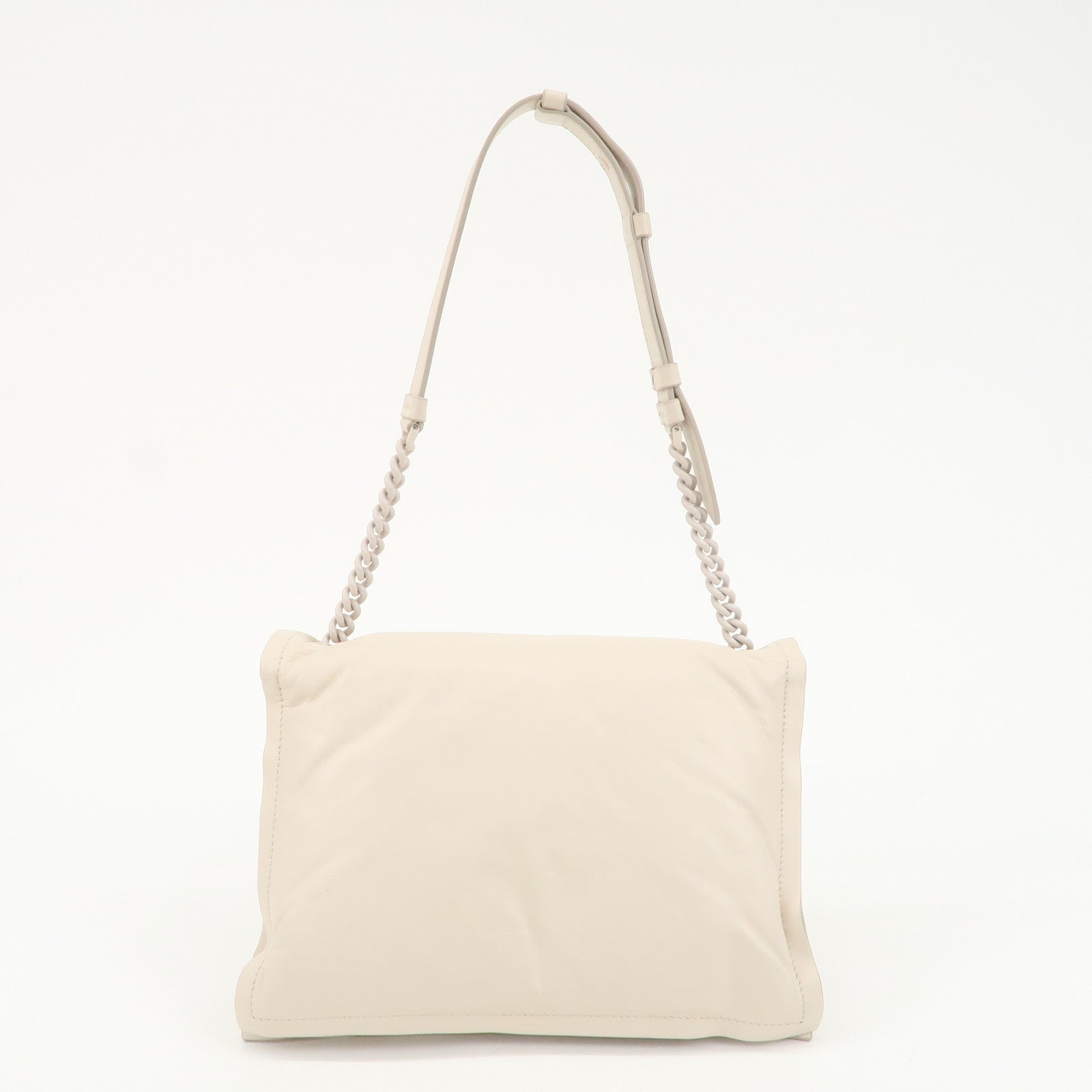 Ferragamo Vara Ribbon Leather Chain Shoulder Bag Hand Bag Ivory