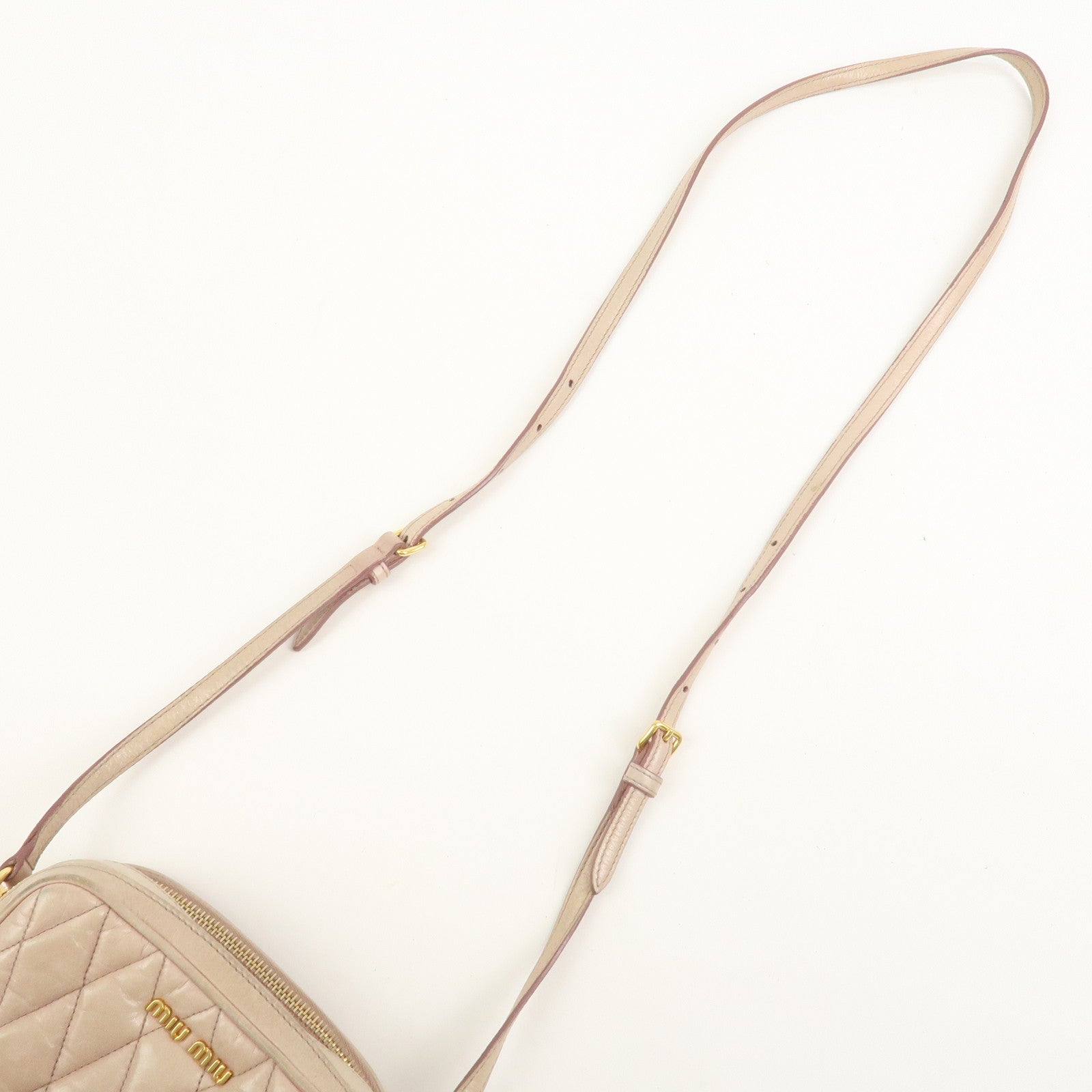 MIU MIU Leather Shoulder Bag Crossbody Bag Light Pink 5BH543
