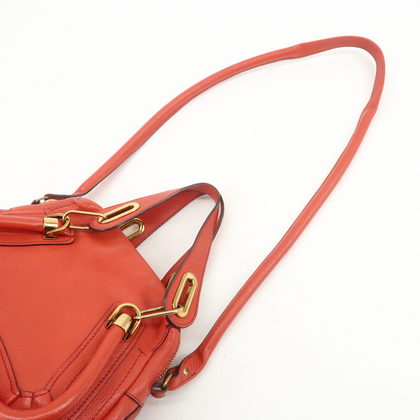 Chloe Paraty Leather 2Way Bag Shoulder Bag Hand Bag Red