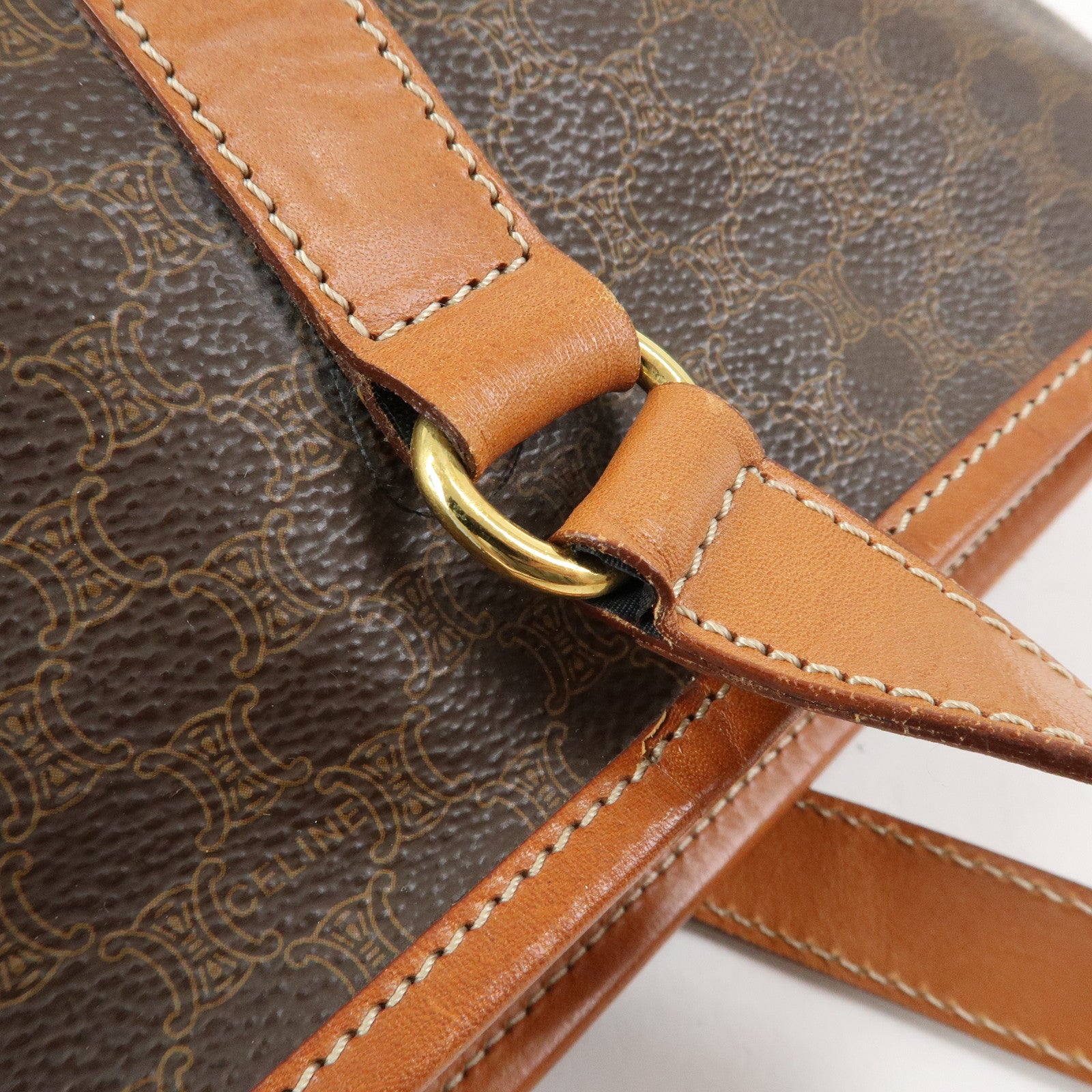 CELINE Macadam PVC Leather Tote Bag Shoulder Bag Brown