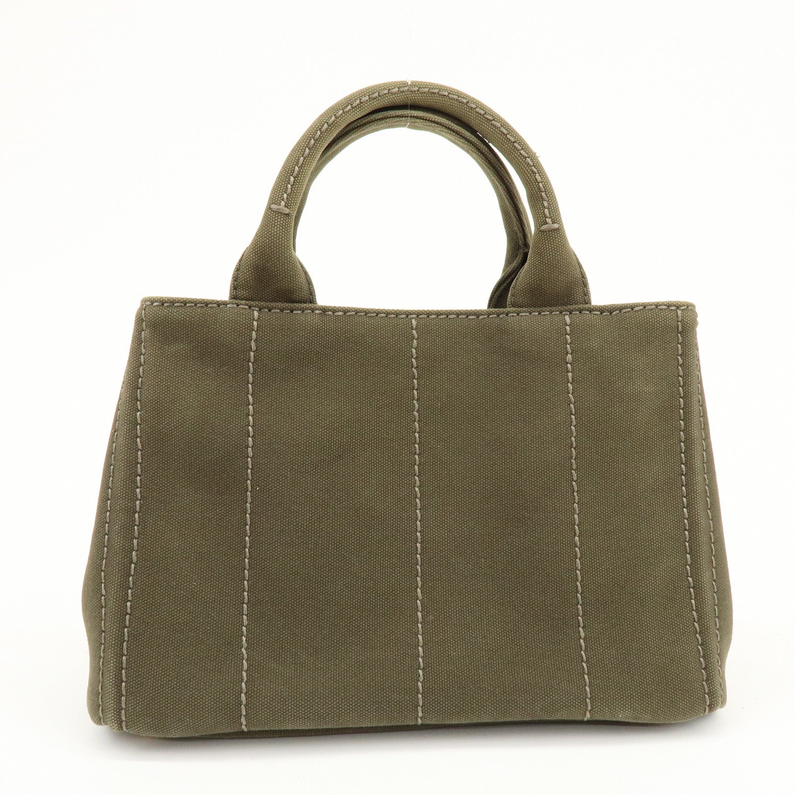PRADA Canapa Mini Canvas Tote Bag Hand Bag Khaki BN2439