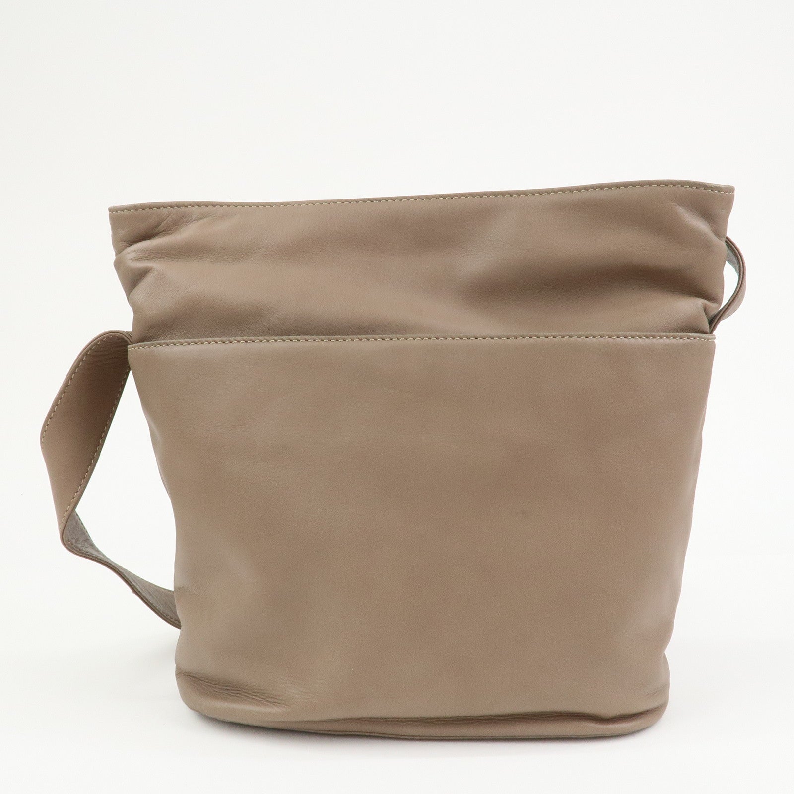 CELINE Logo Leather Shoulder Bag Crossbody Bag Greige
