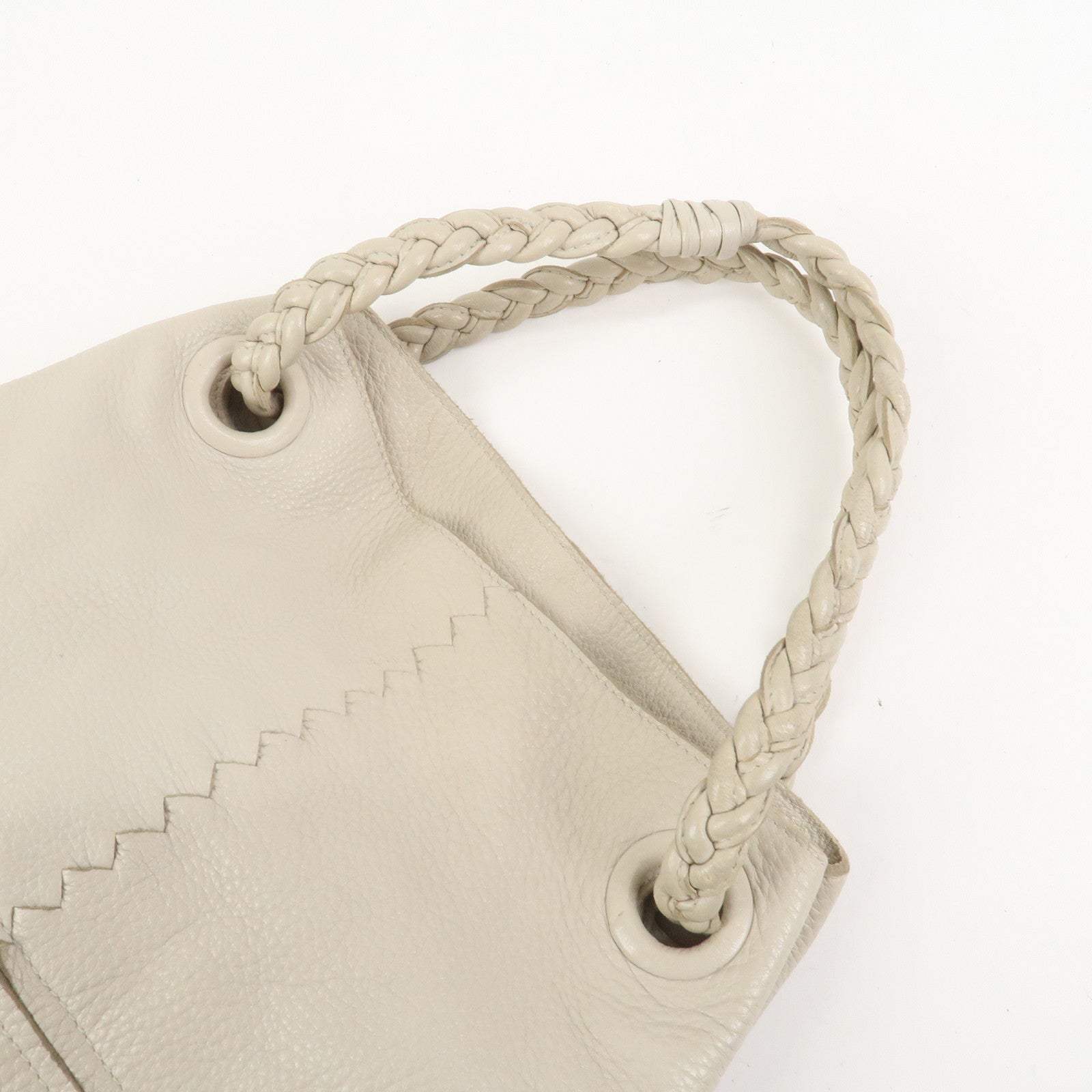BOTTEGA VENETA Calf Leather 2Way Shoulder Bag Hand Bag Ivory