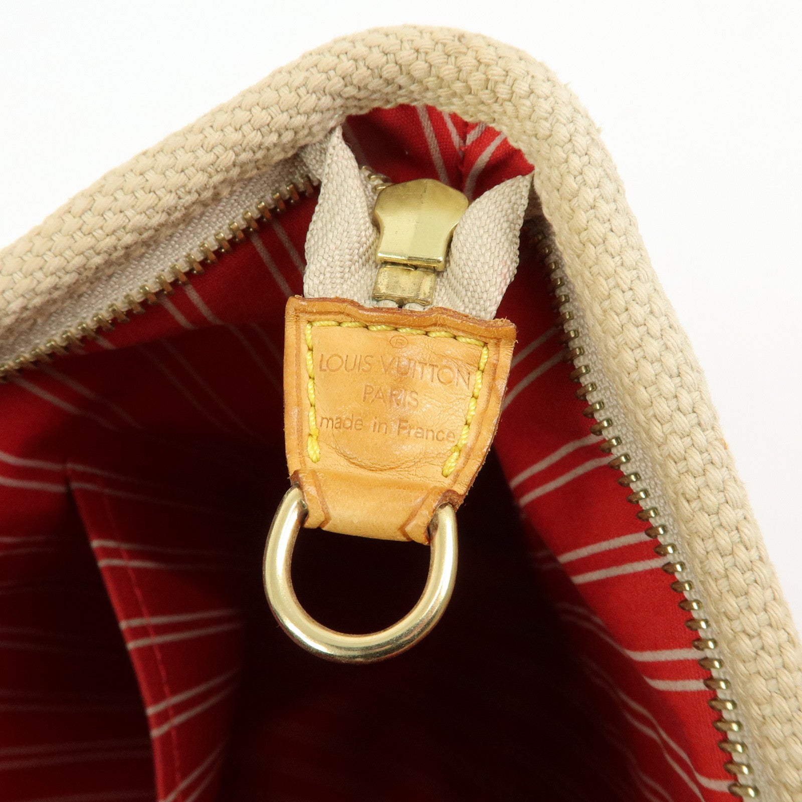 Louis Vuitton Antigua Cabas MM Canvas Leather Tote Bag Beige M40035