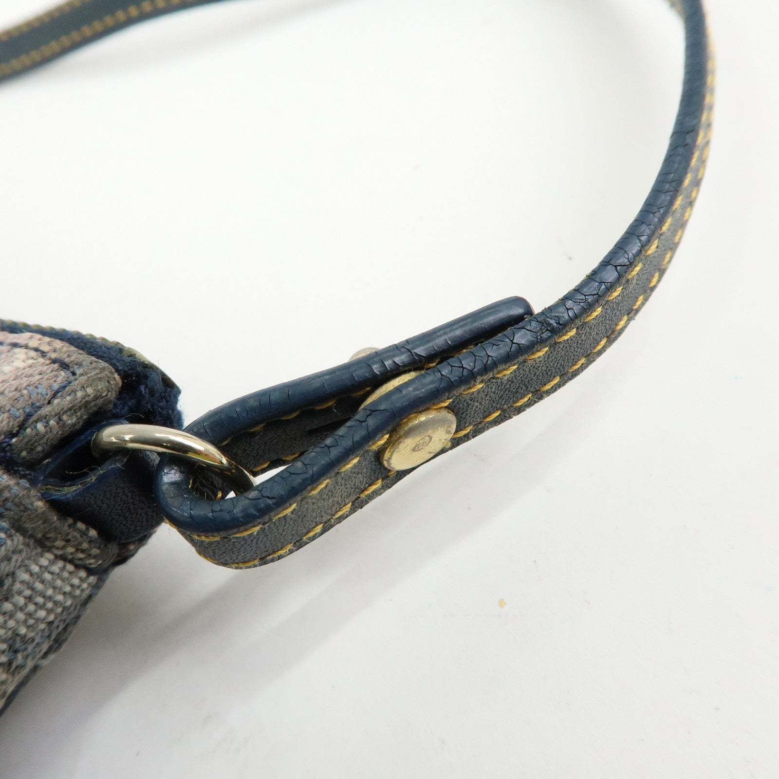 Christian Dior Saddle Trotter Jacquard Leather Shoulder Bag Navy