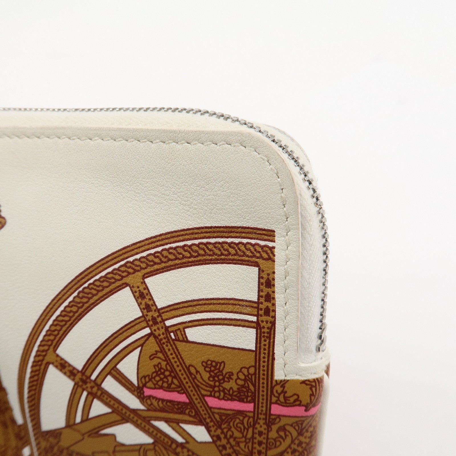 HERMES Carre Calf Skin Pocket Pouch BALADE EN BERLINE Ivory Brown