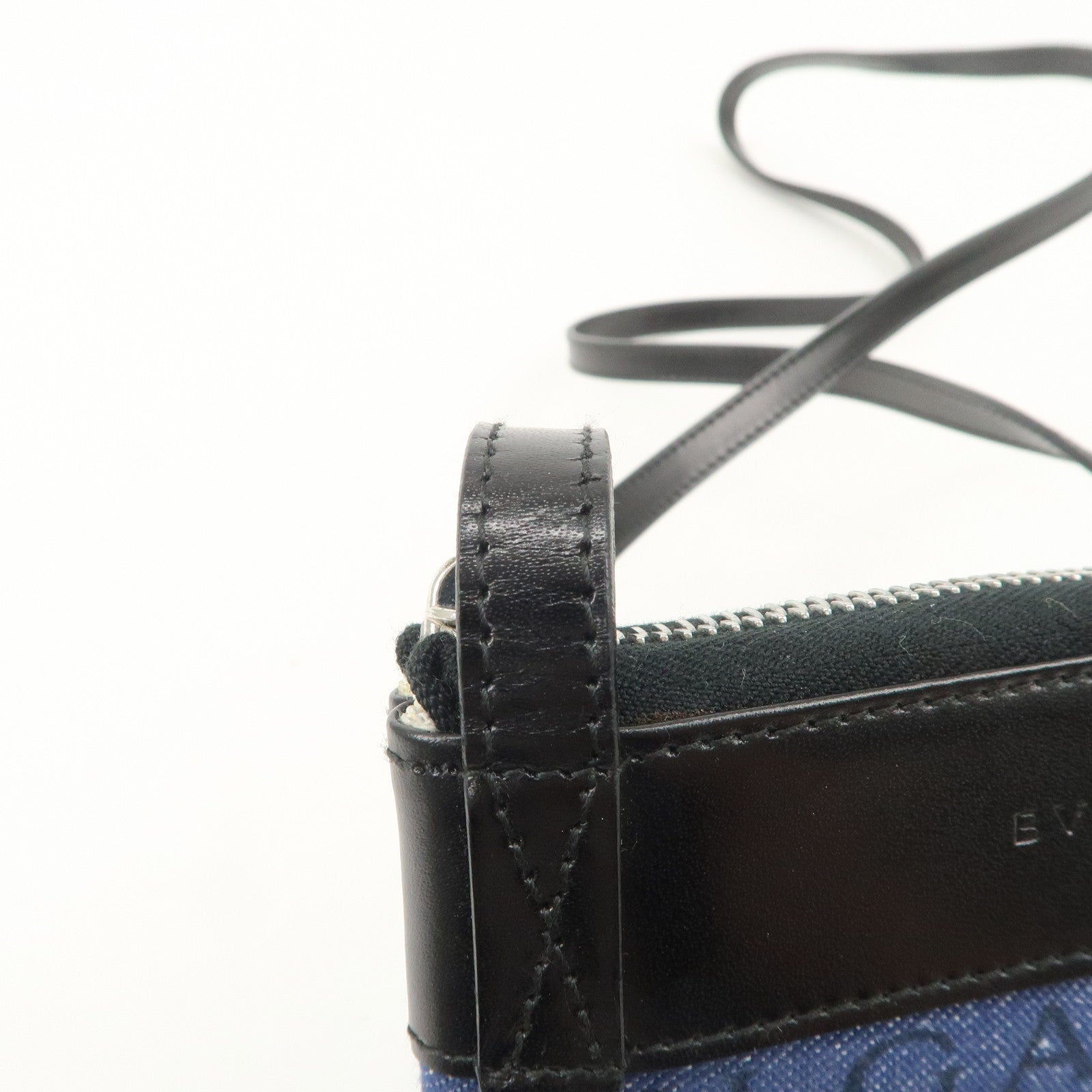BVLGARI Logo Mania Denim Leather Shoulder Bag Crossbody Bag Blue