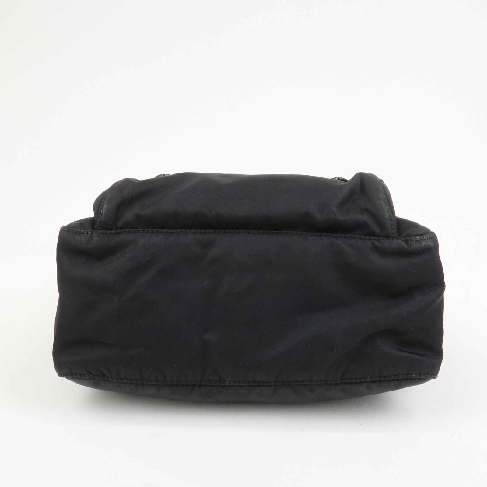 PRADA Logo Nylon Saffiano Leather Shoulder Bag Crossbody Bag Black