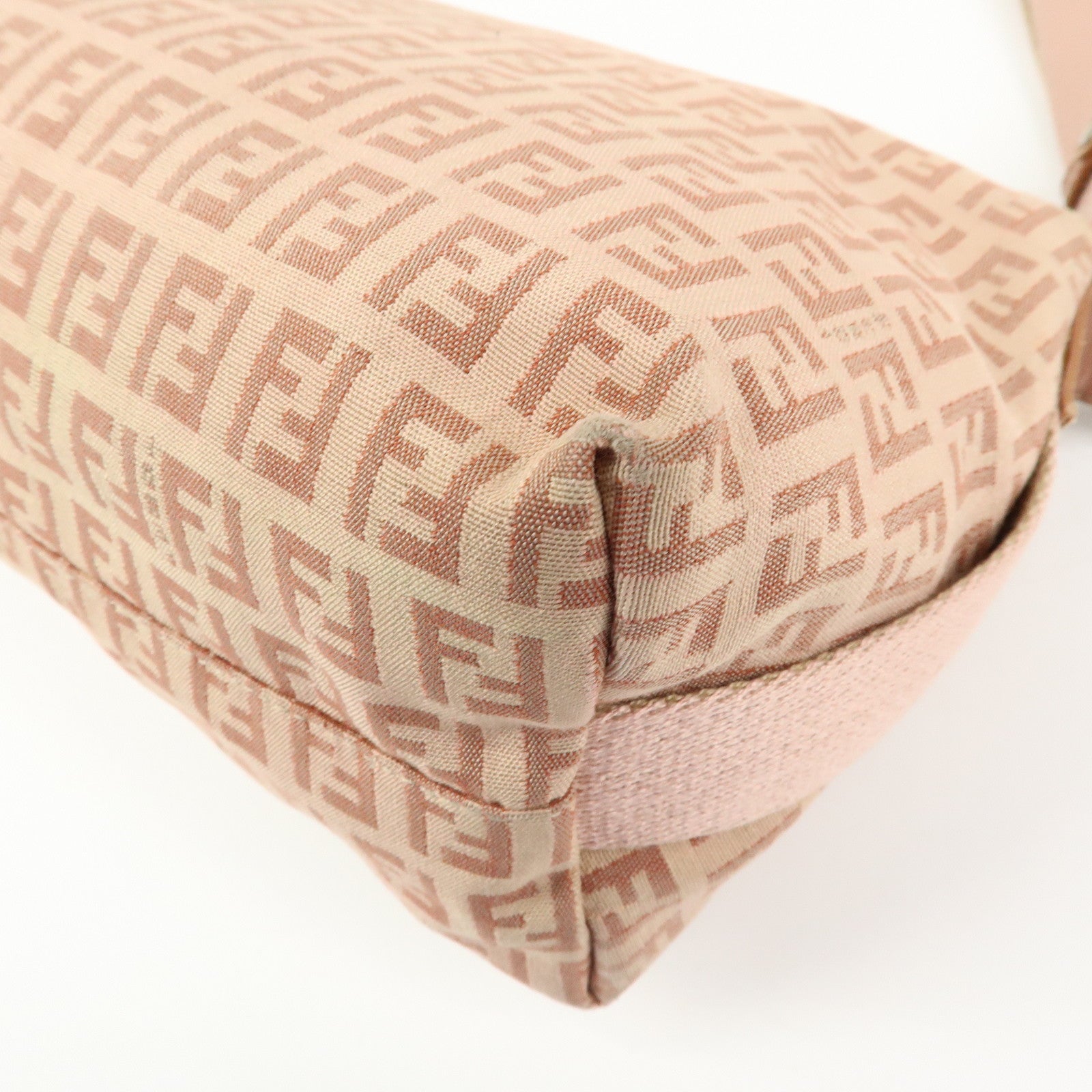 FENDI Zucchino Canvas Leather Shoulder Crossbody Bag Pink 8BR319