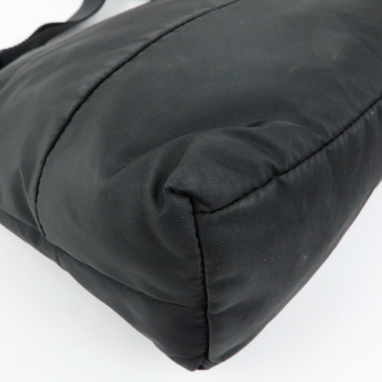 PRADA Triangle Logo Nylon Leather Shoulder Bag Crossbody Bag Black