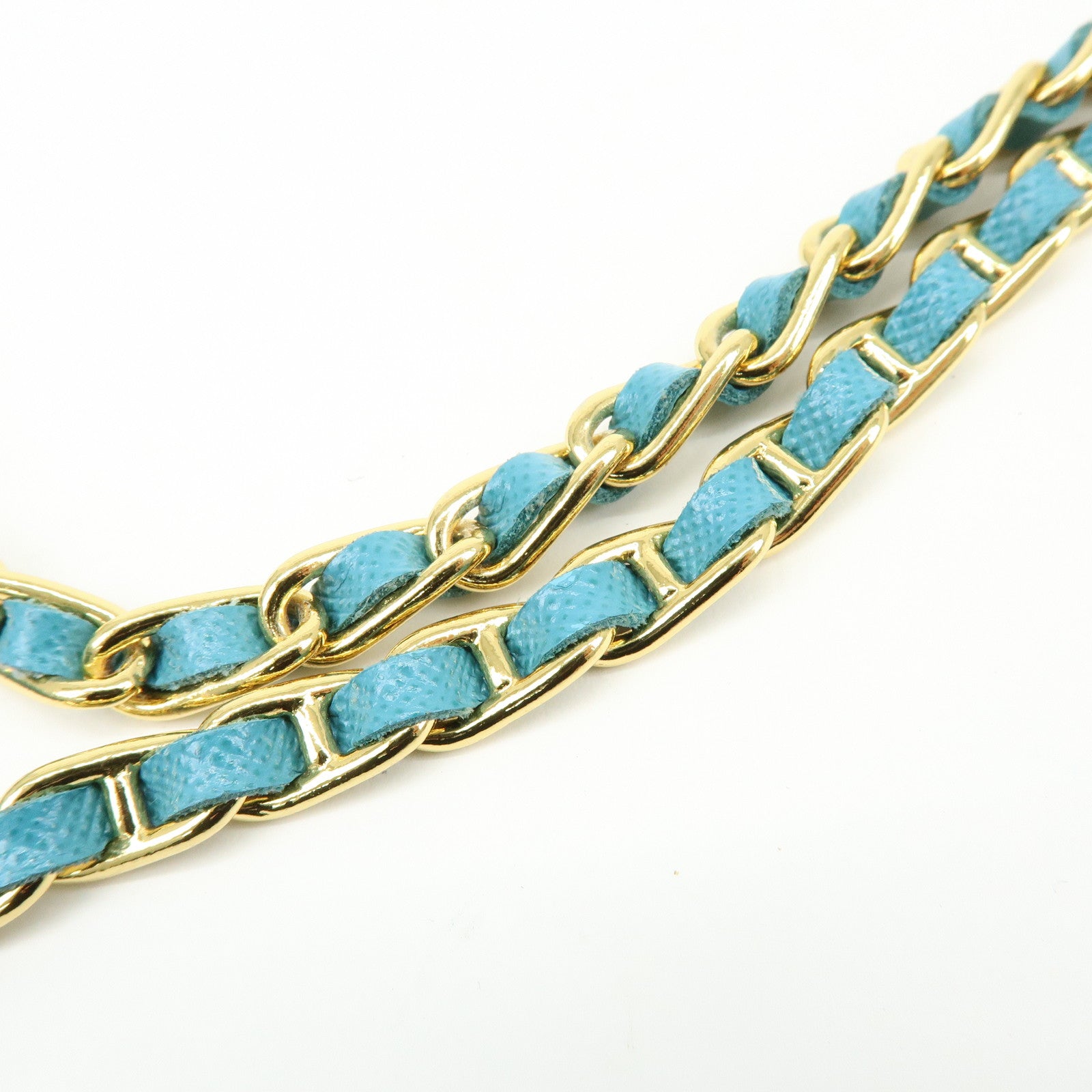 PRADA Saffiano Leather Chain Wallet Shoulder Bag Blue 1M1290