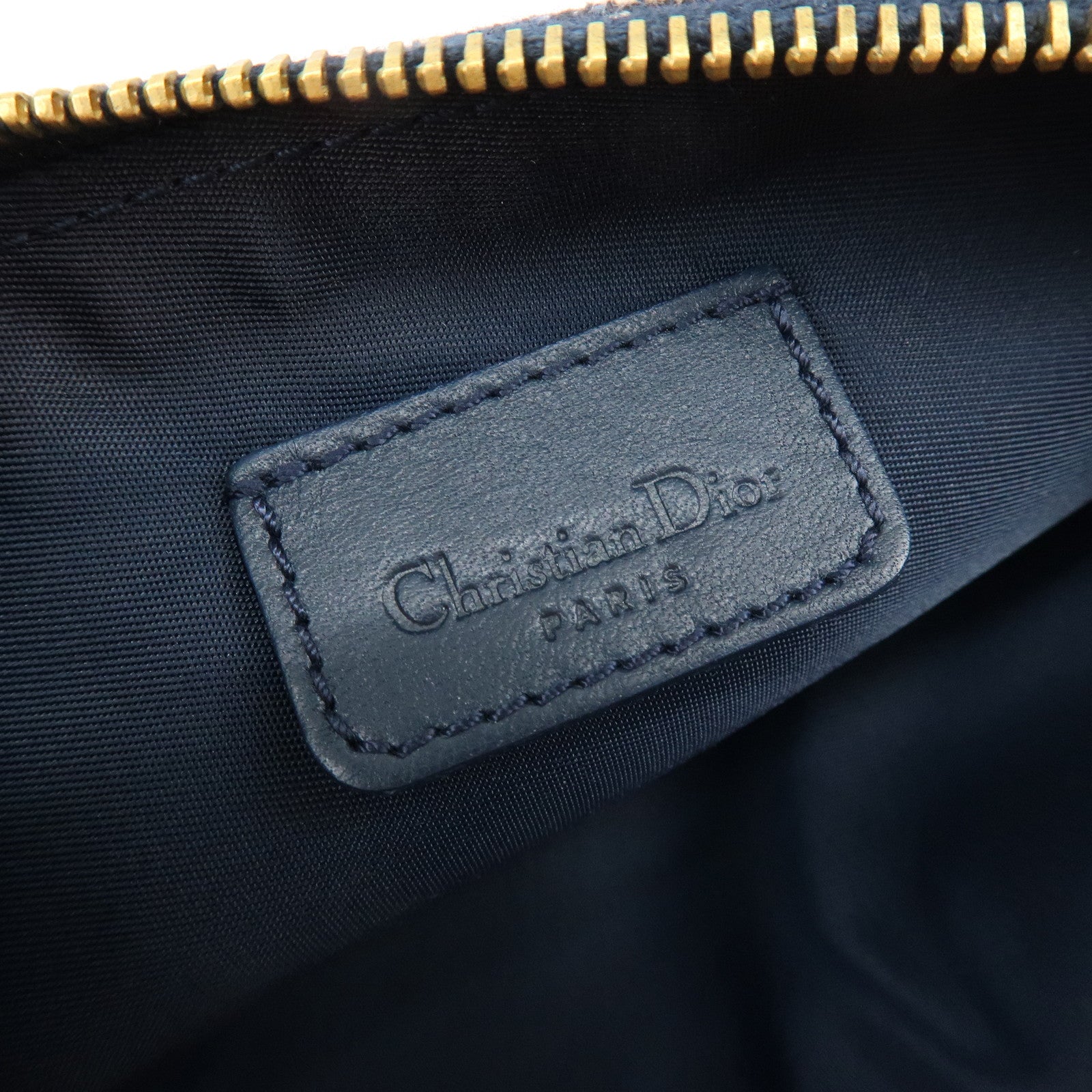 Christian Dior Trotter Jacguard Leather Saddle Bag Pouch Navy