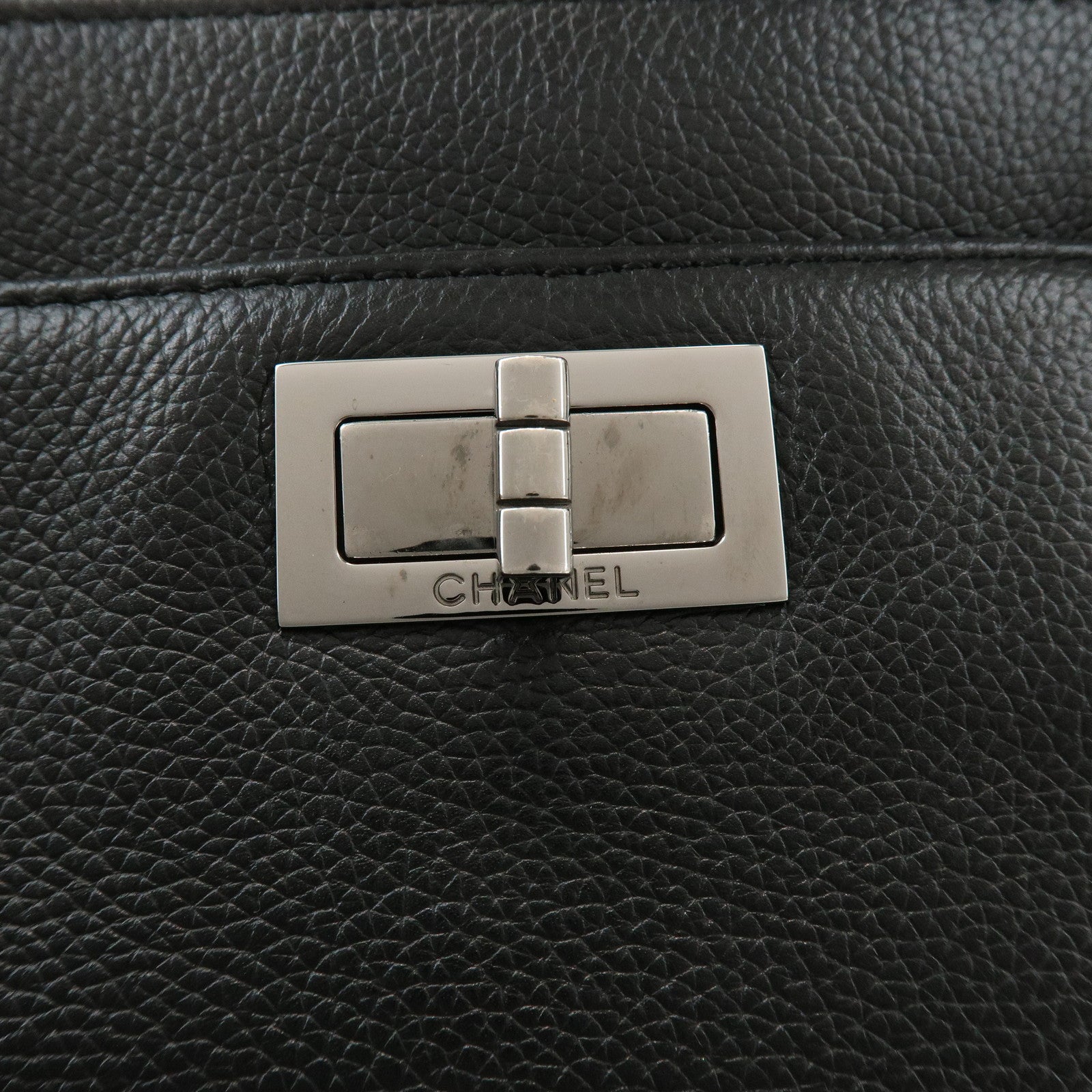 CHANEL 2.55 Calf Leather Executive Tote Bag Hand Bag Black